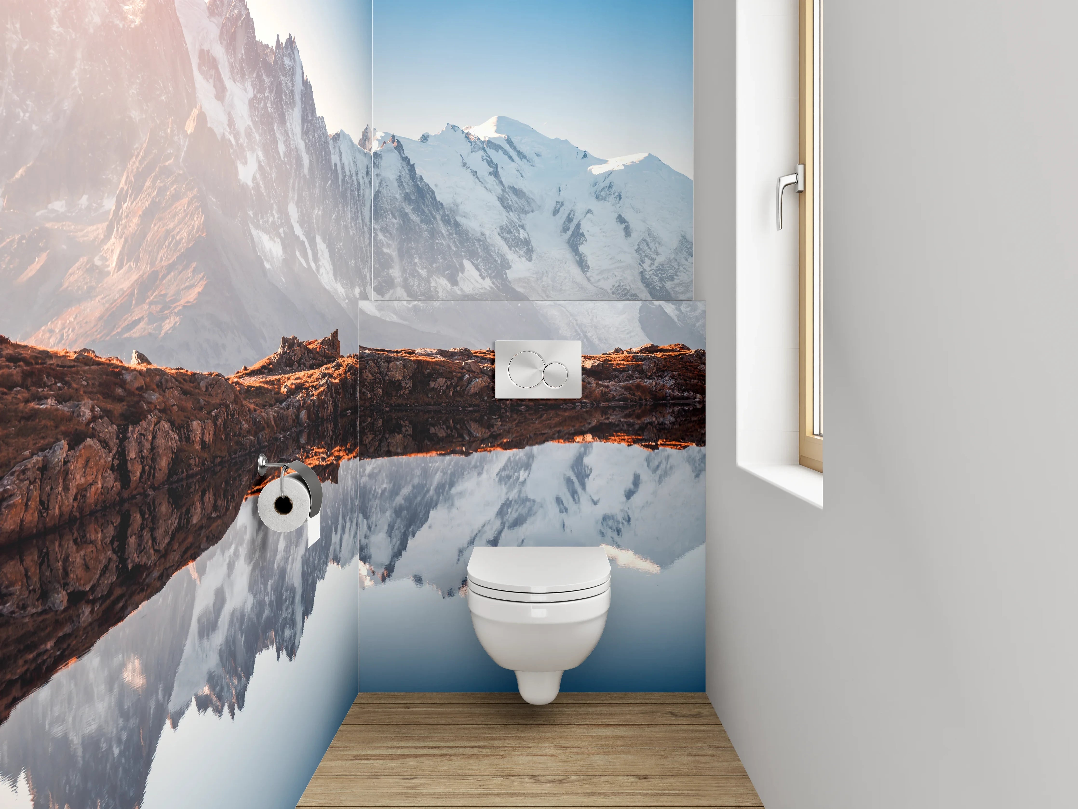 WC-Rückwand - Alpenpanorama am stillen Bergsee