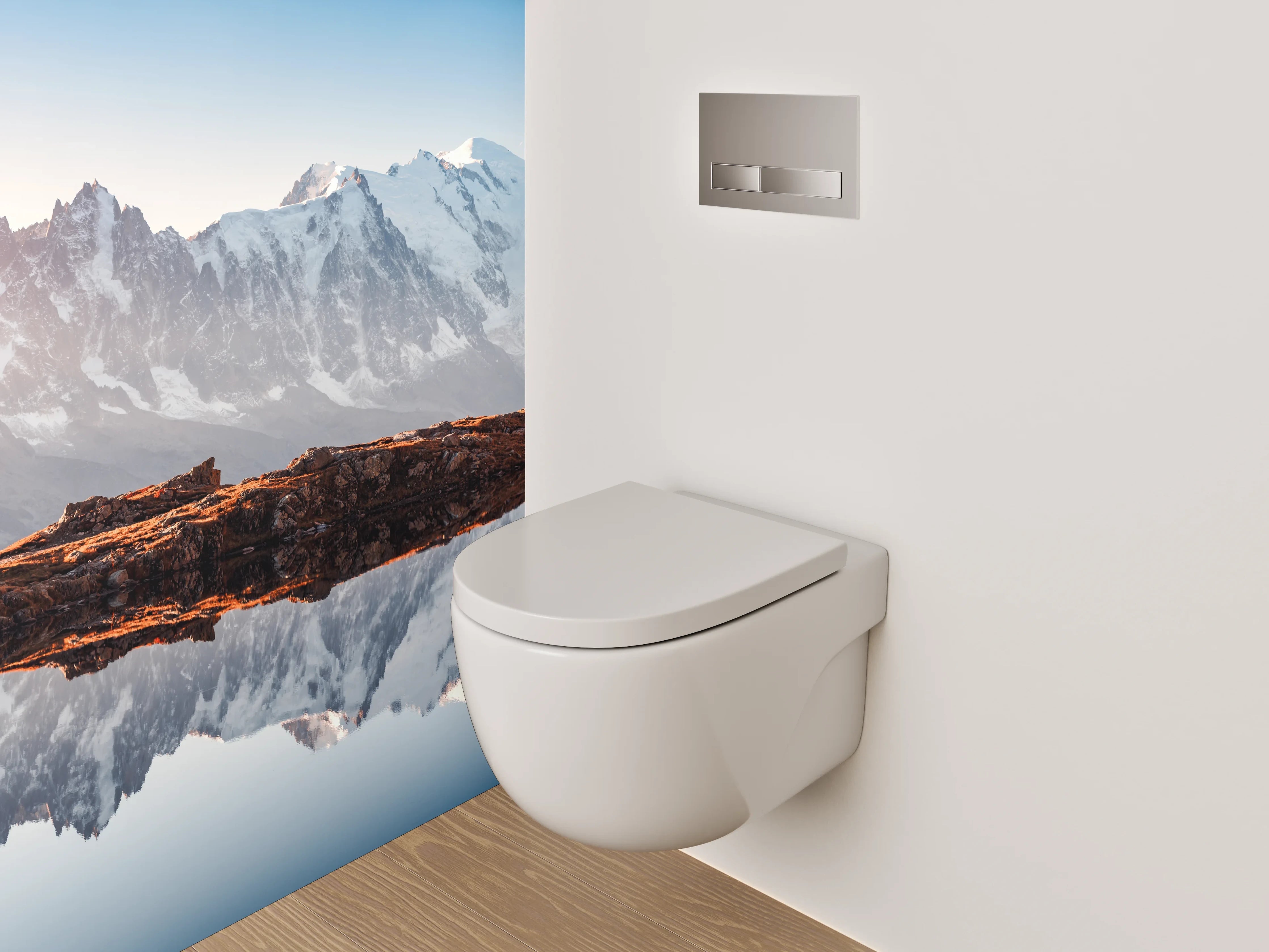 WC-Rückwand - Alpenpanorama am stillen Bergsee