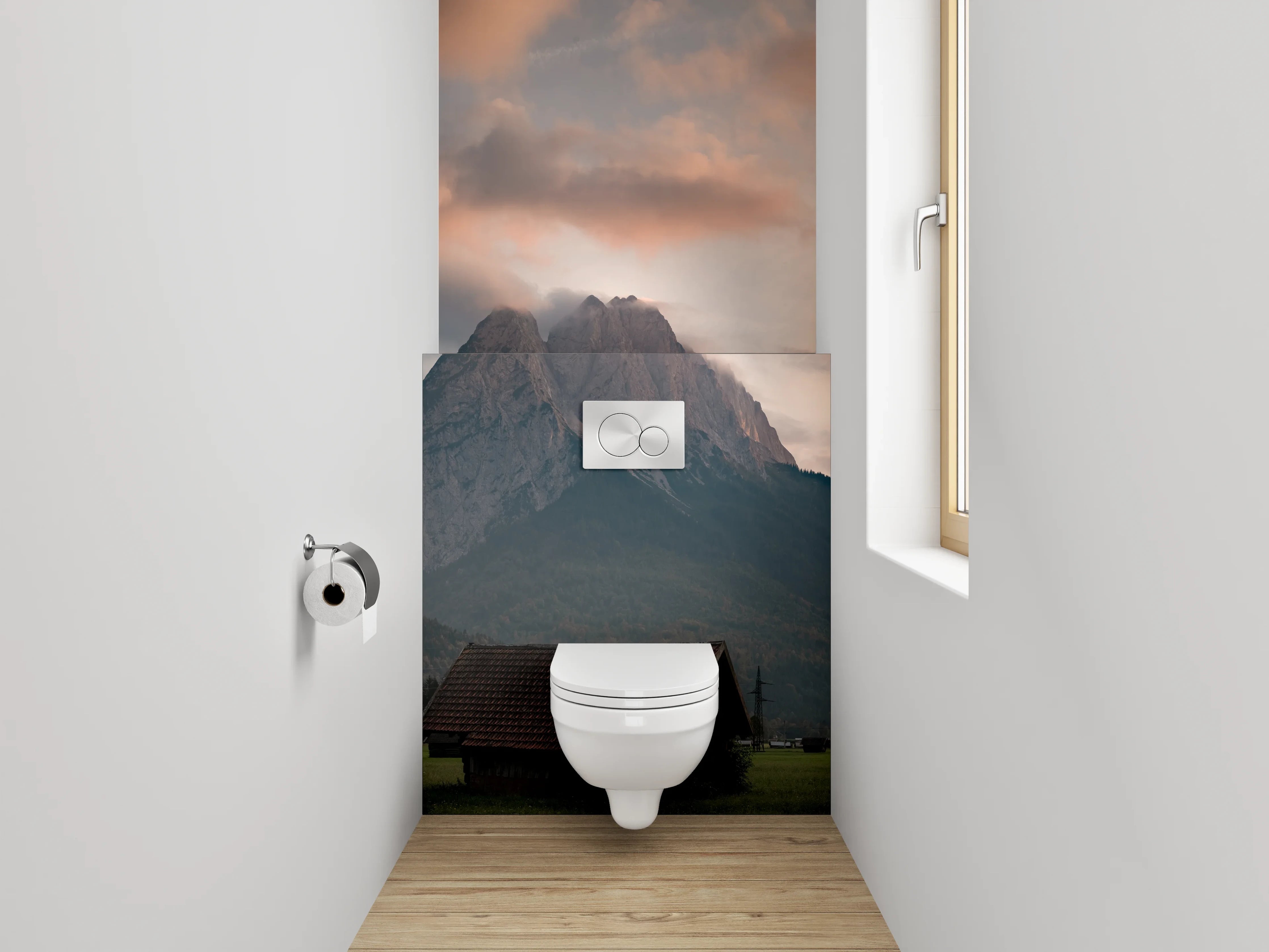 WC-Rückwand - Alpenpanorama bei Sonnenuntergang
