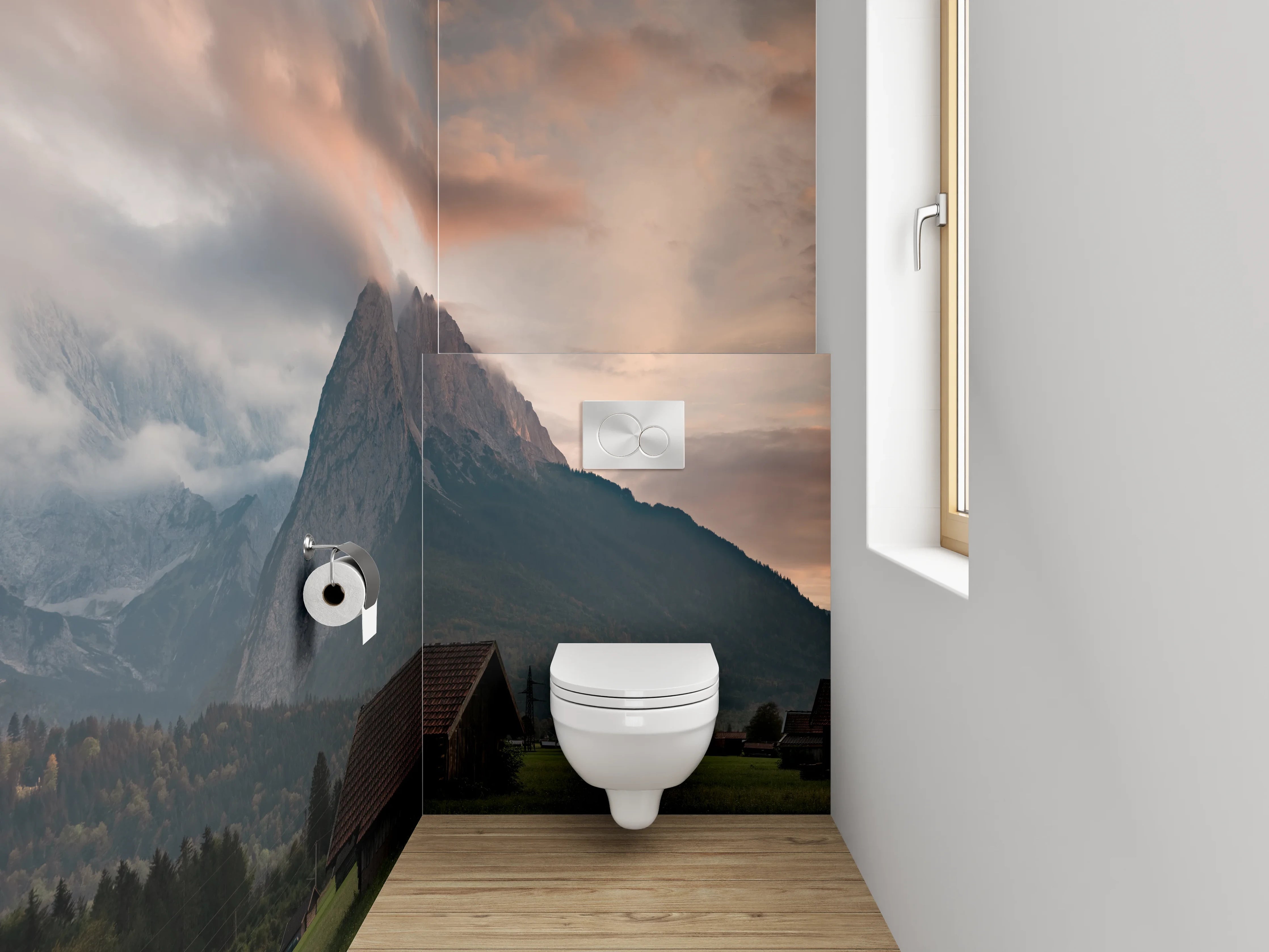 WC-Rückwand - Alpenpanorama bei Sonnenuntergang