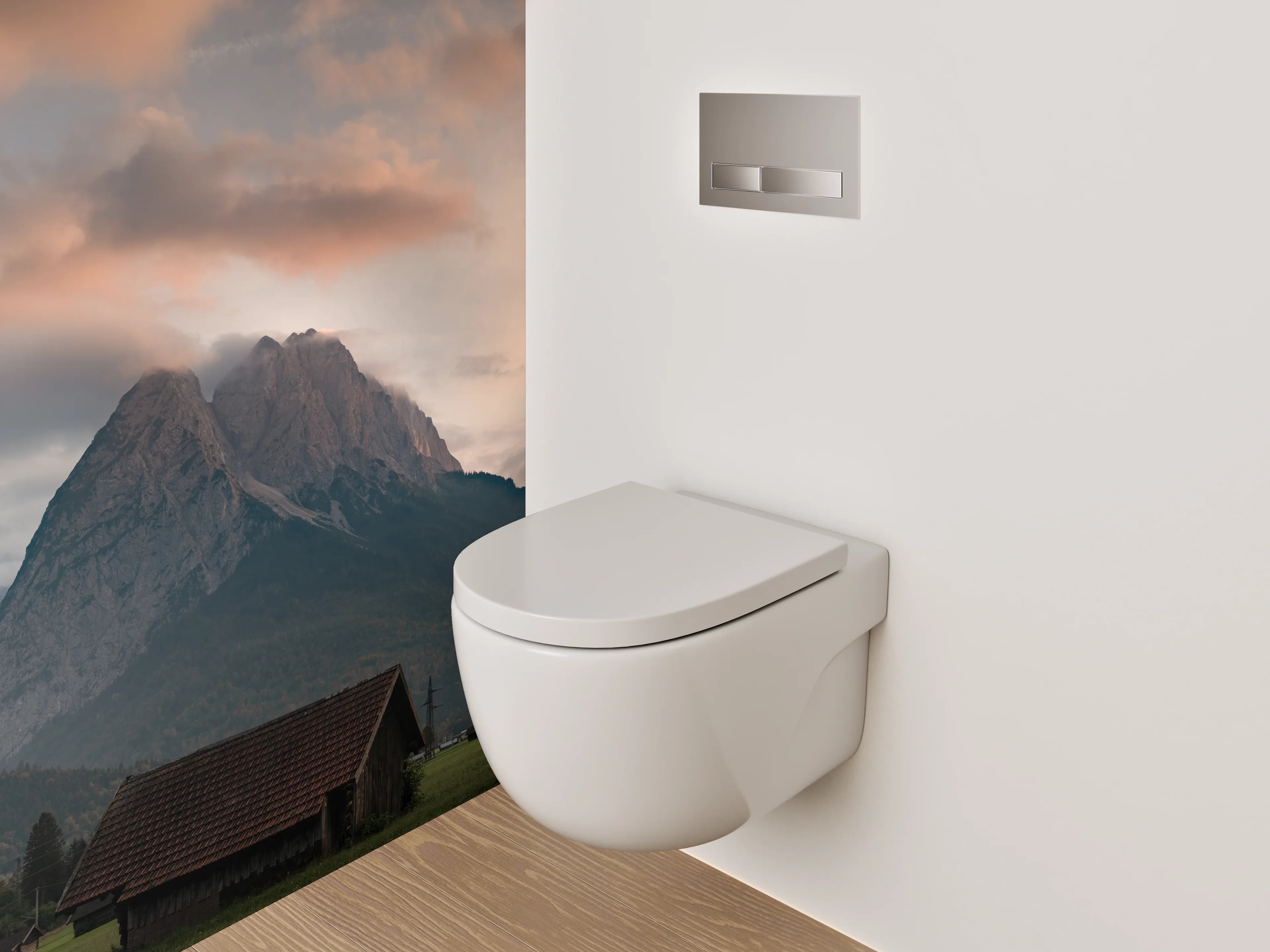 WC-Rückwand - Alpenpanorama bei Sonnenuntergang