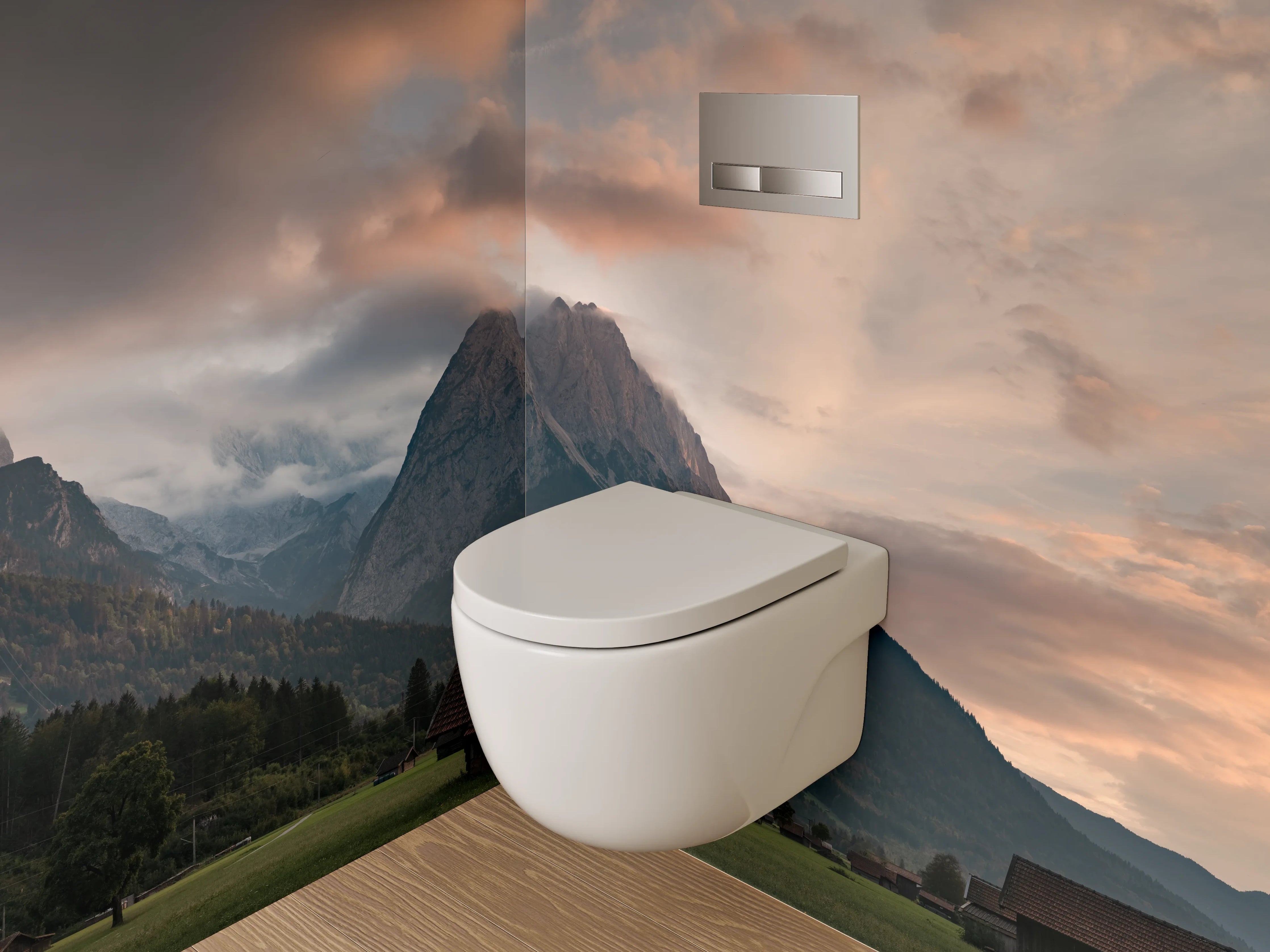 WC-Rückwand - Alpenpanorama bei Sonnenuntergang