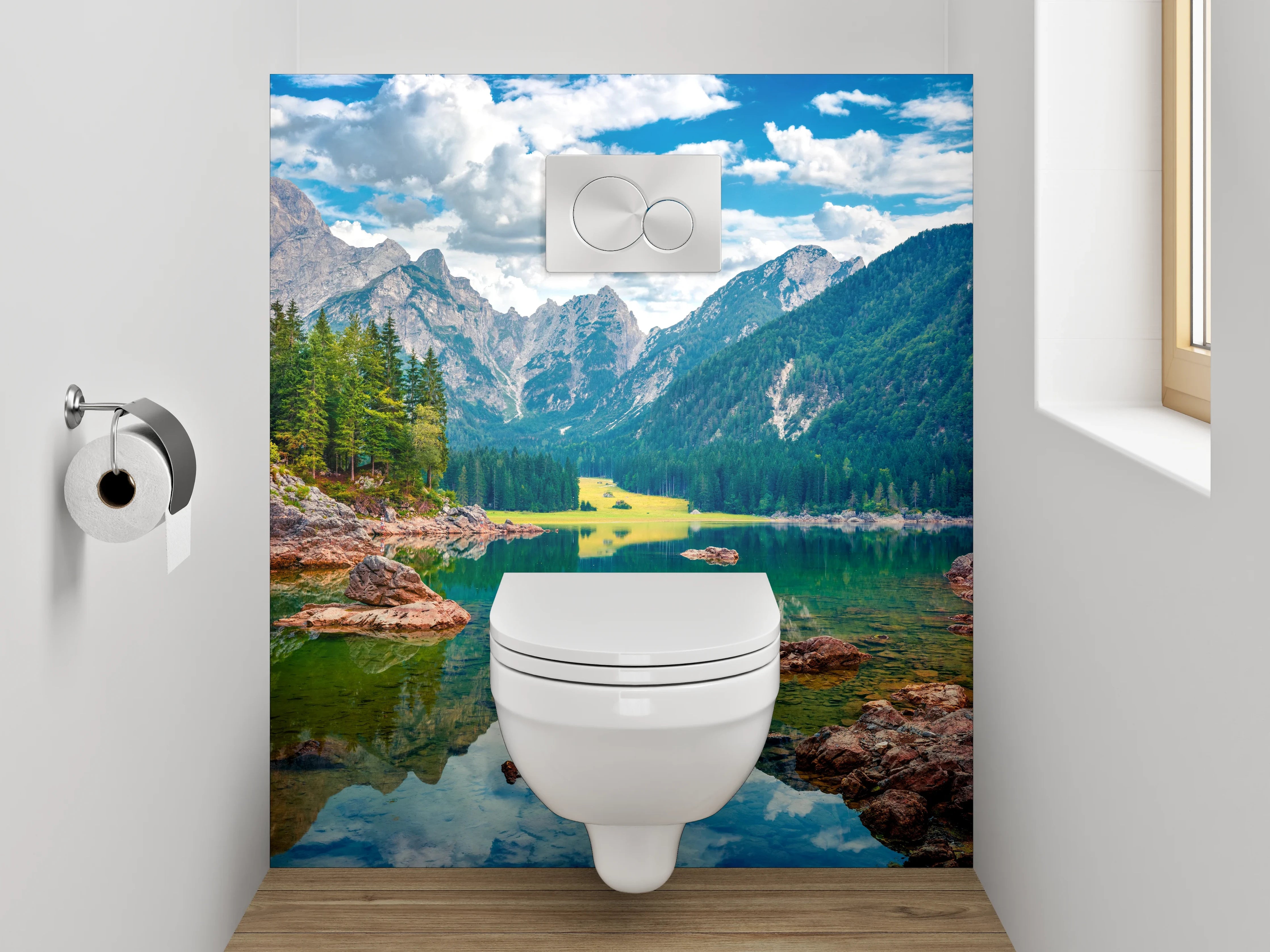 WC-Rückwand - Alpensee Panorama Landschaft Fotomotiv