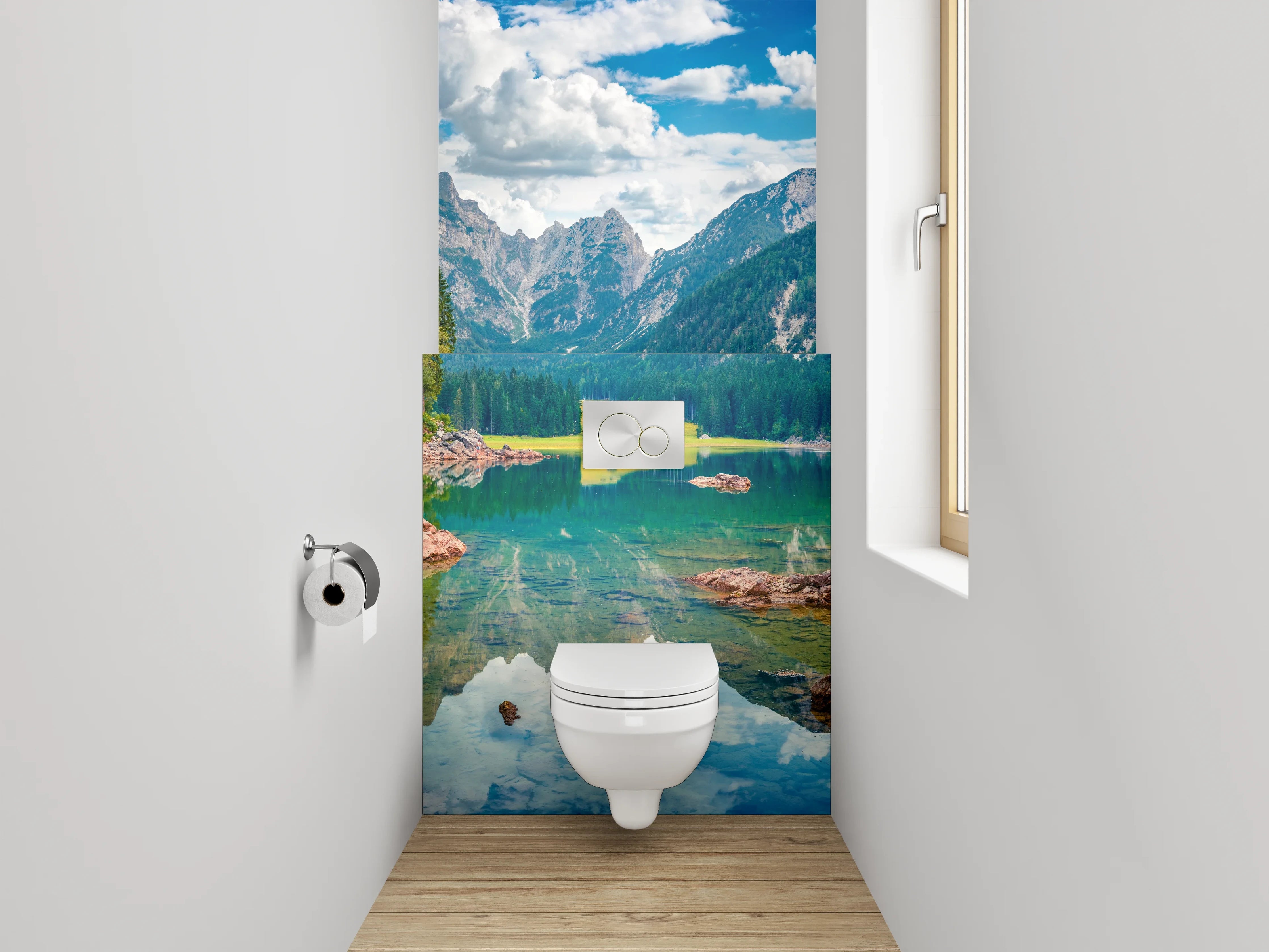 WC-Rückwand - Alpensee Panorama Landschaft Fotomotiv