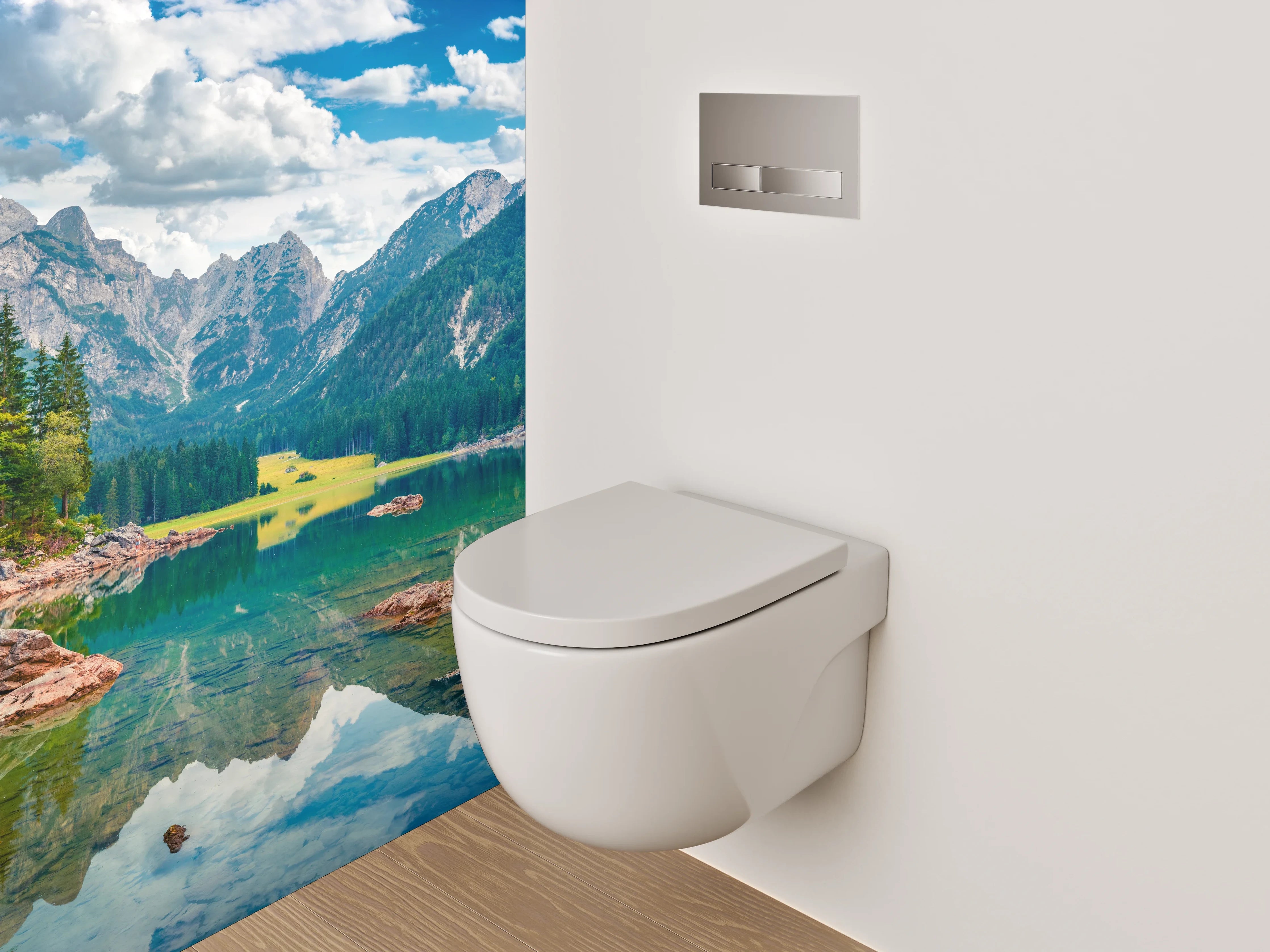 WC-Rückwand - Alpensee Panorama Landschaft Fotomotiv