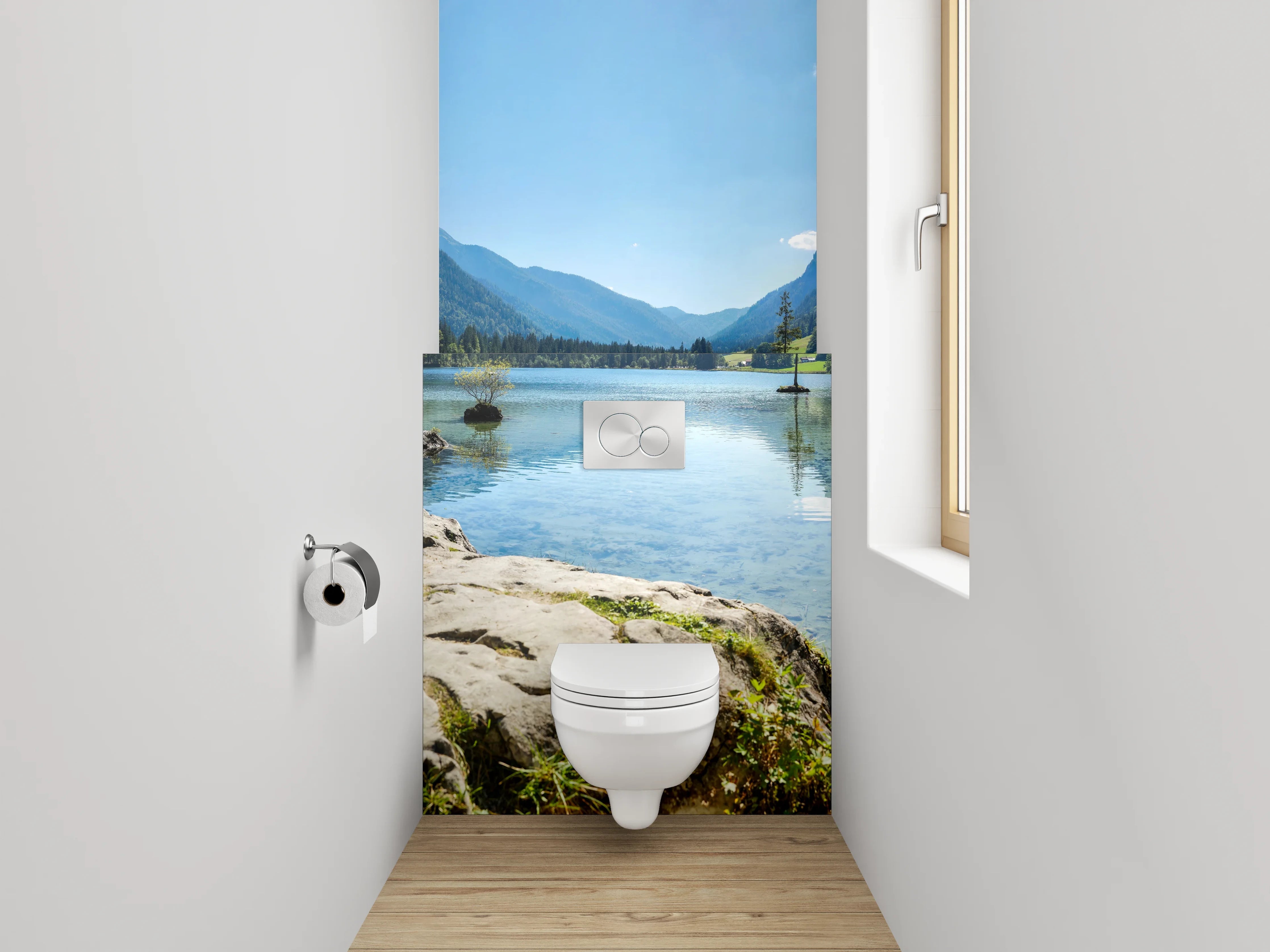 WC-Rückwand - Alpensee Panorama Naturidylle