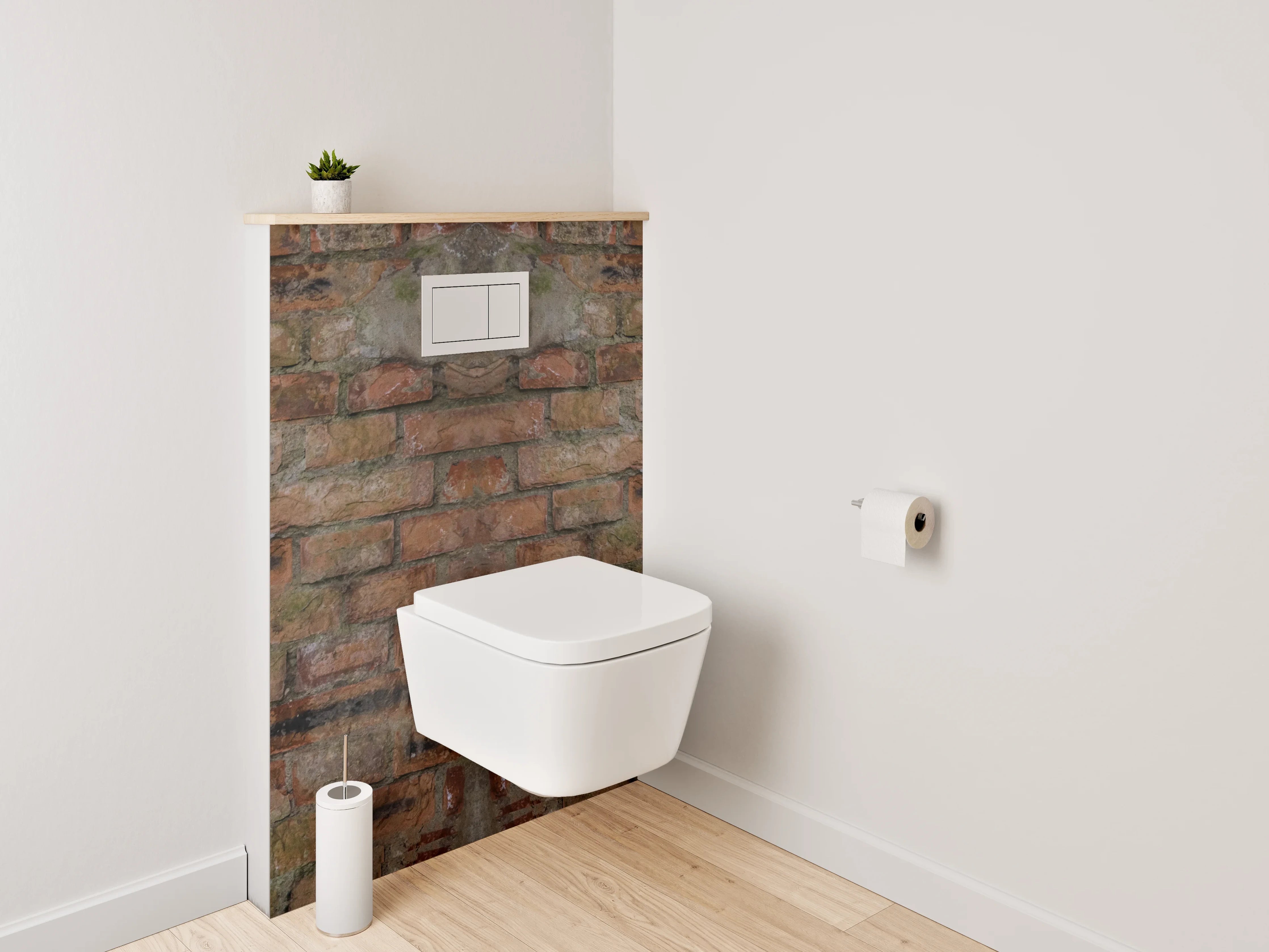 WC-Rückwand - Alte Backsteinwand Spiegelung