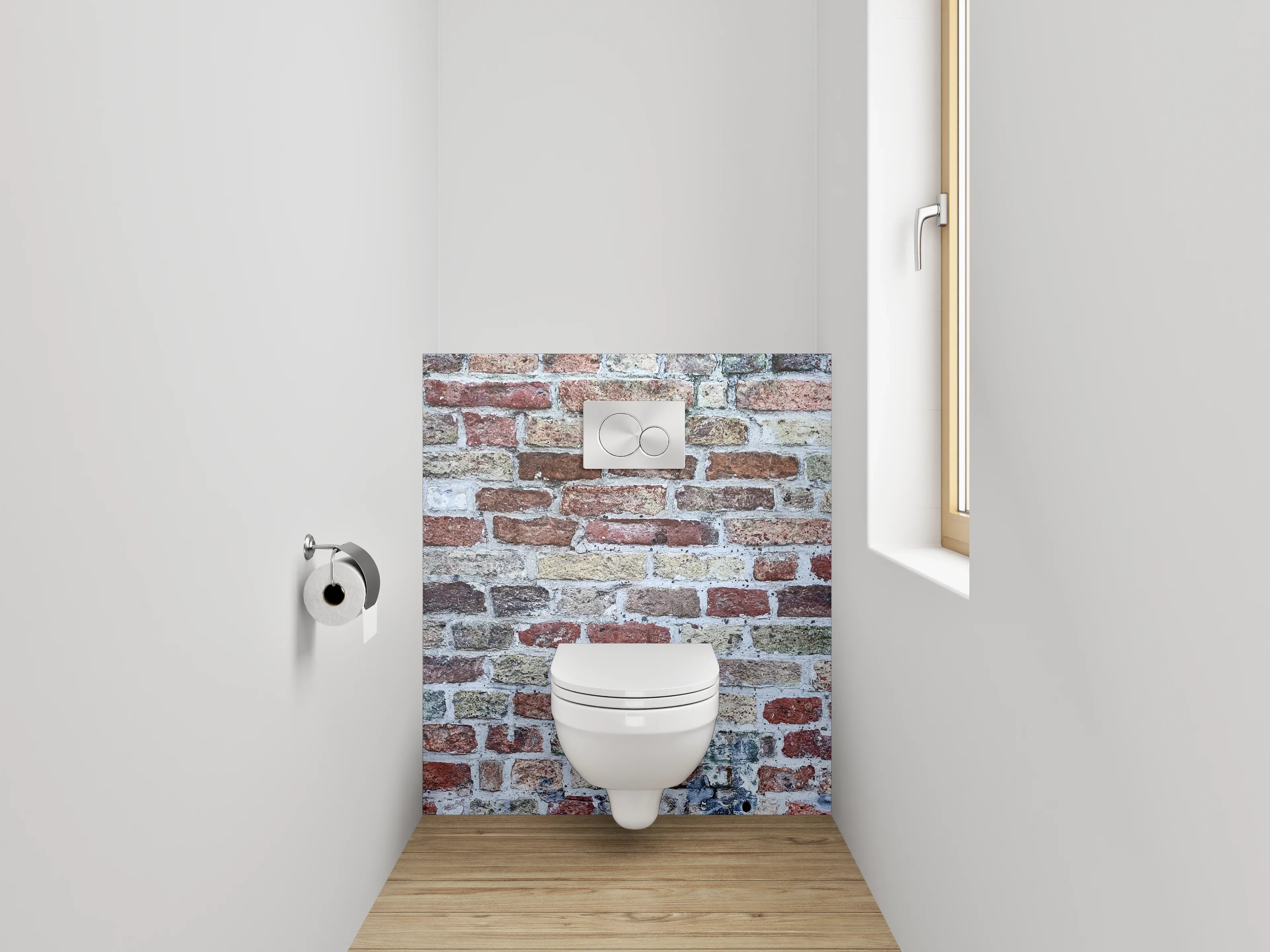 WC-Rückwand - Alte Ziegelmauer Struktur Rotbraun