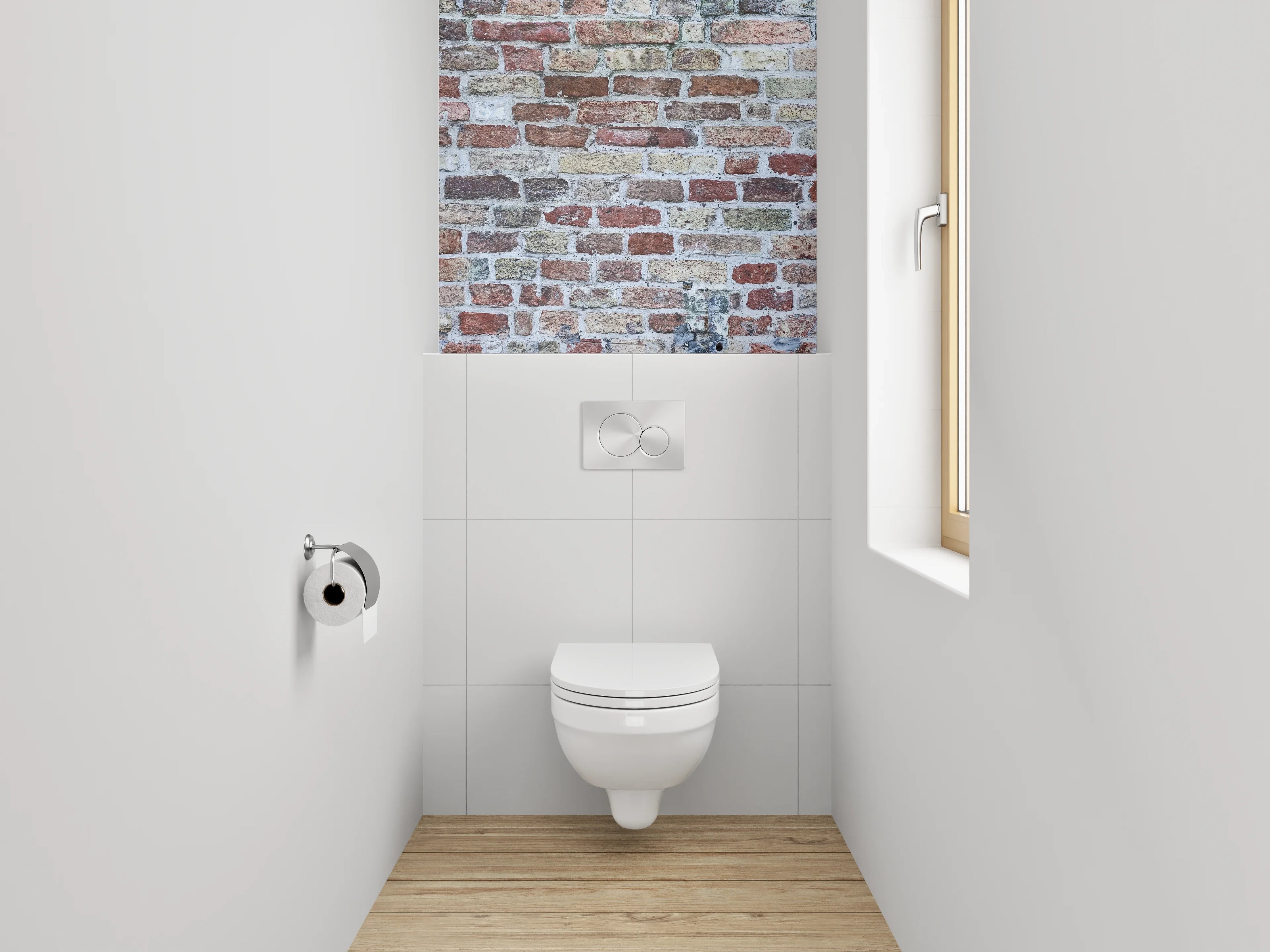 WC-Rückwand - Alte Ziegelmauer Struktur Rotbraun