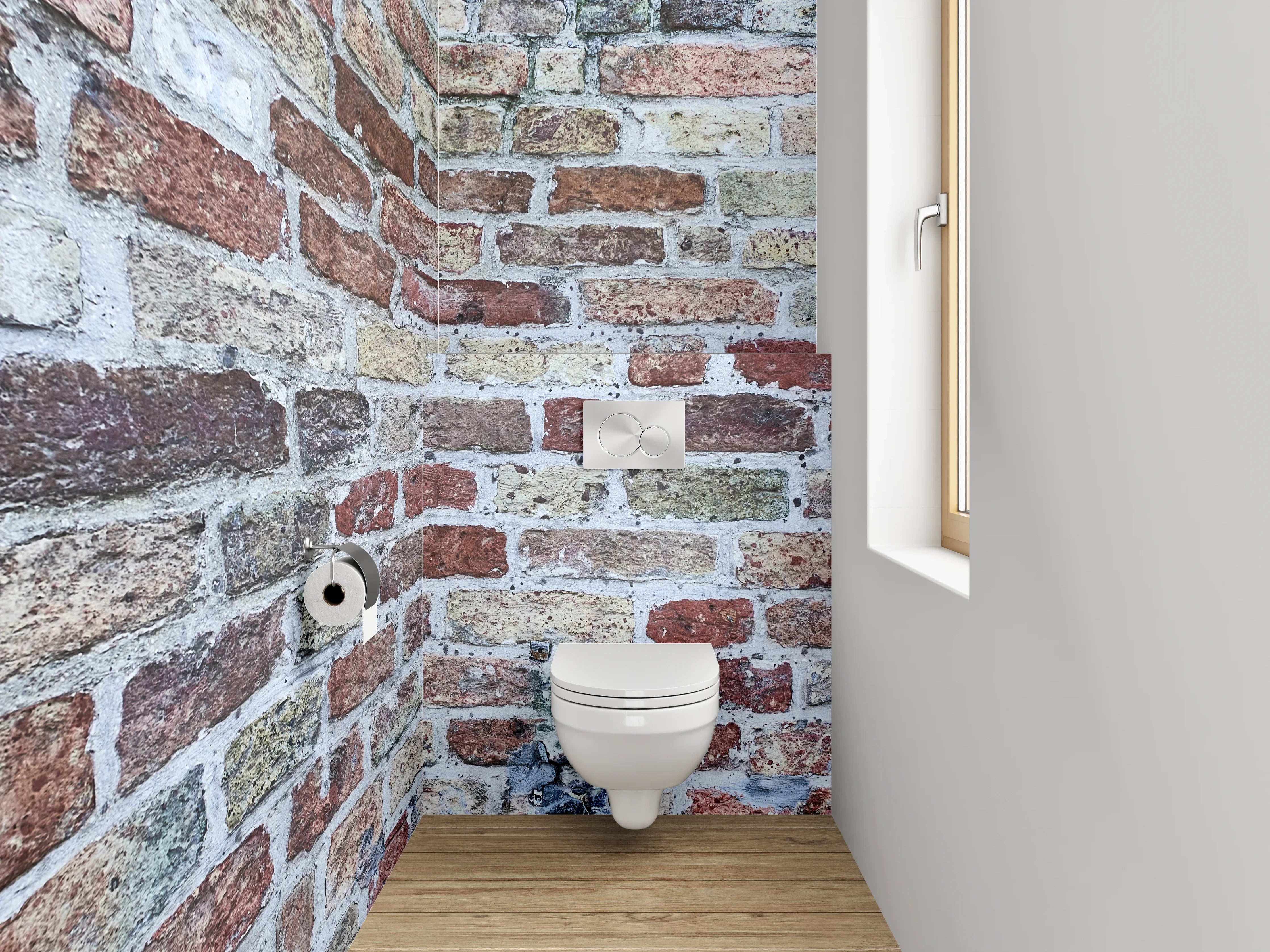 WC-Rückwand - Alte Ziegelmauer Struktur Rotbraun