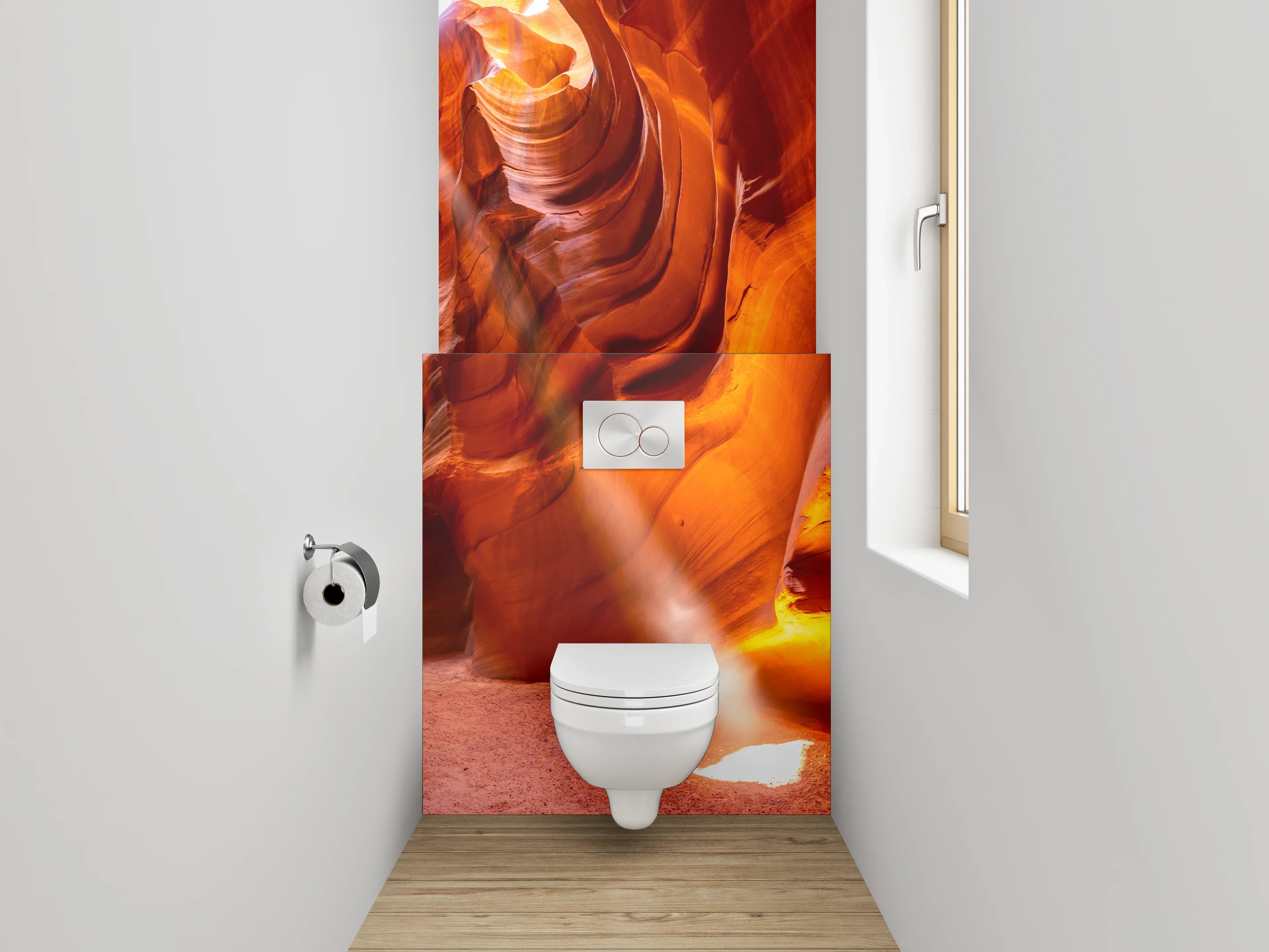 WC-Rückwand - Antelope Canyon Sonnenstrahl Fotokunst