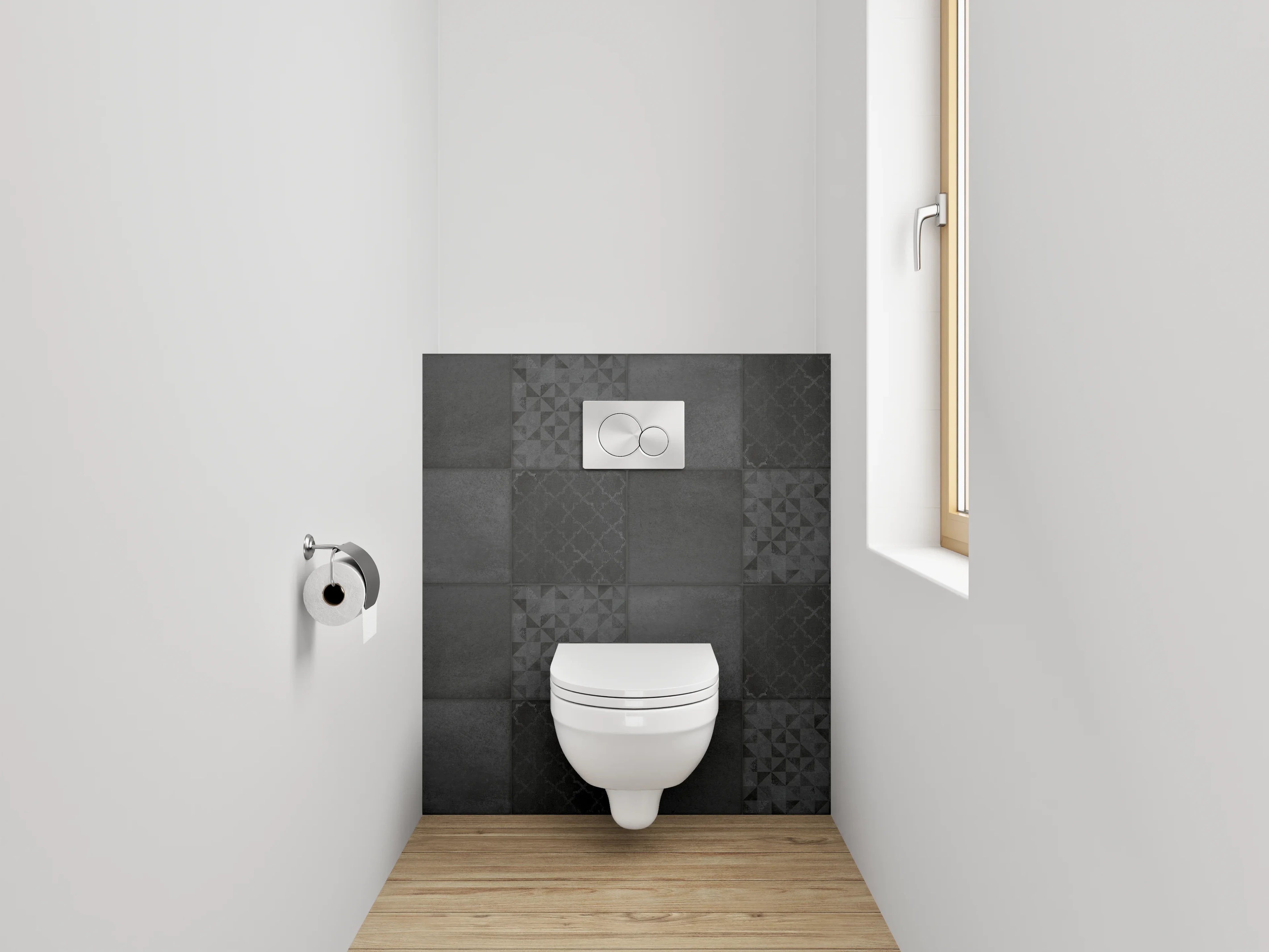 WC-Rückwand - Anthrazit Patchwork Fliesenmuster