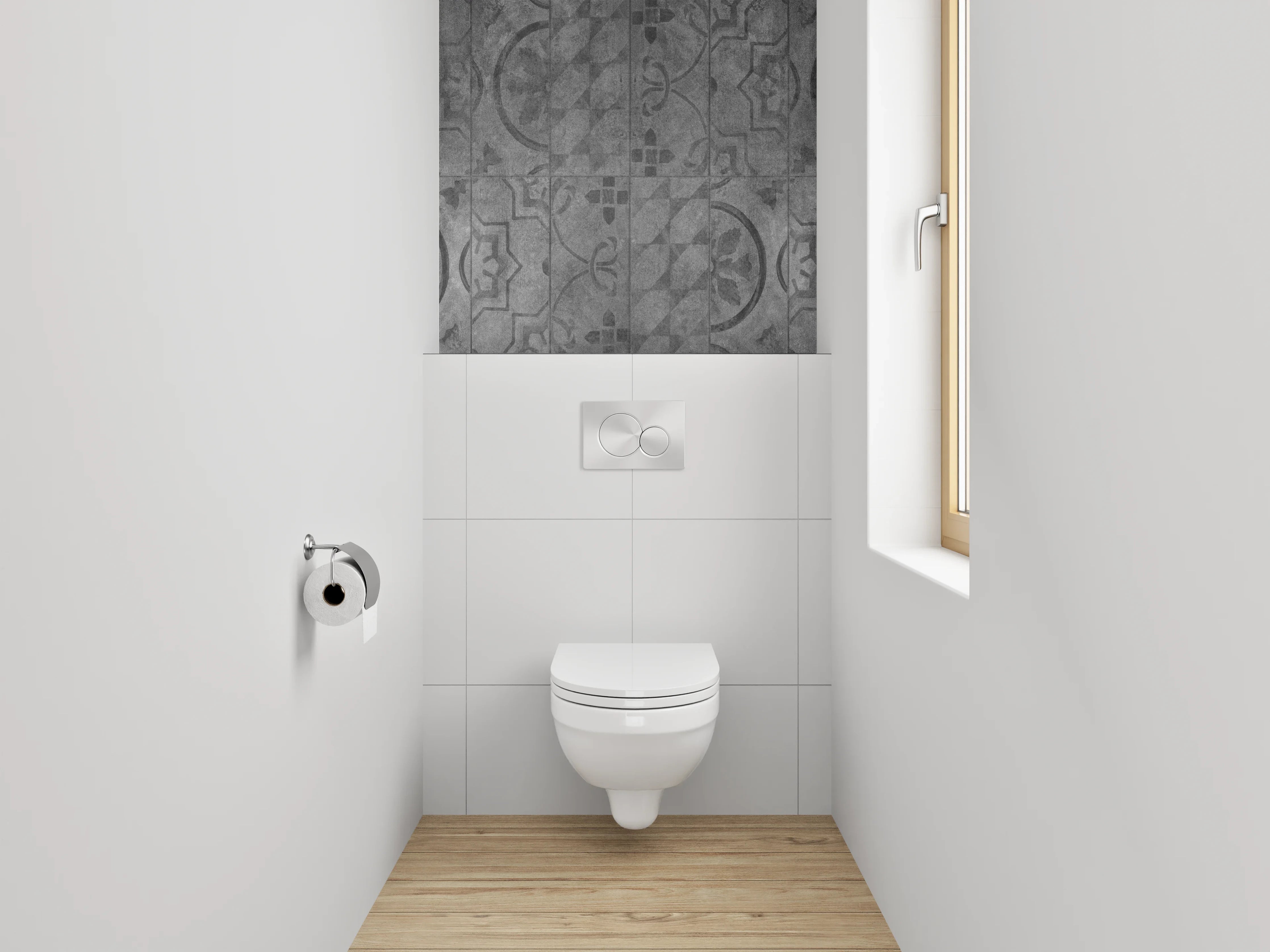 WC-Rückwand - Anthrazit Vintage Ornamente Mosaikfliesen