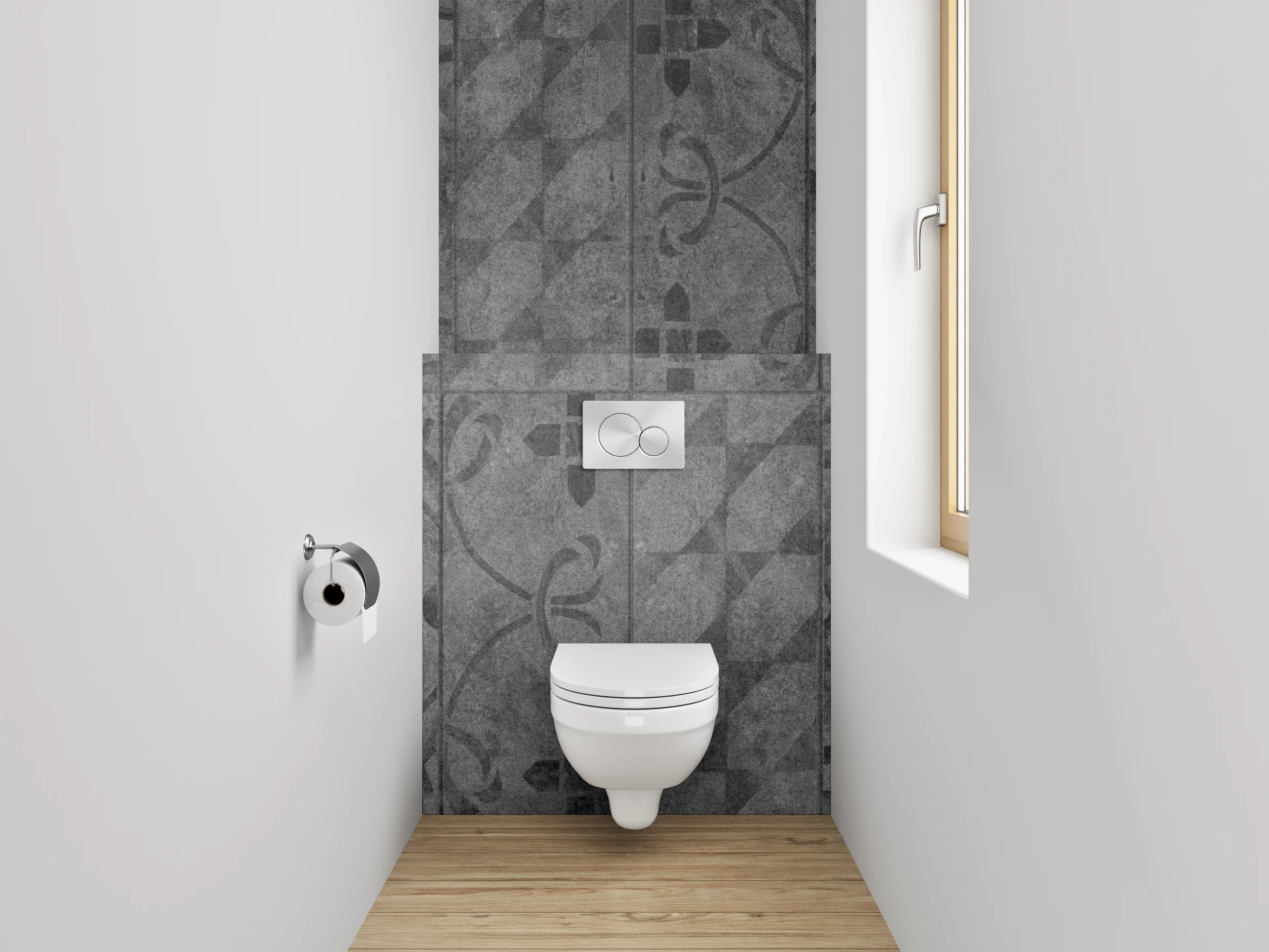 WC-Rückwand - Anthrazit Vintage Ornamente Mosaikfliesen