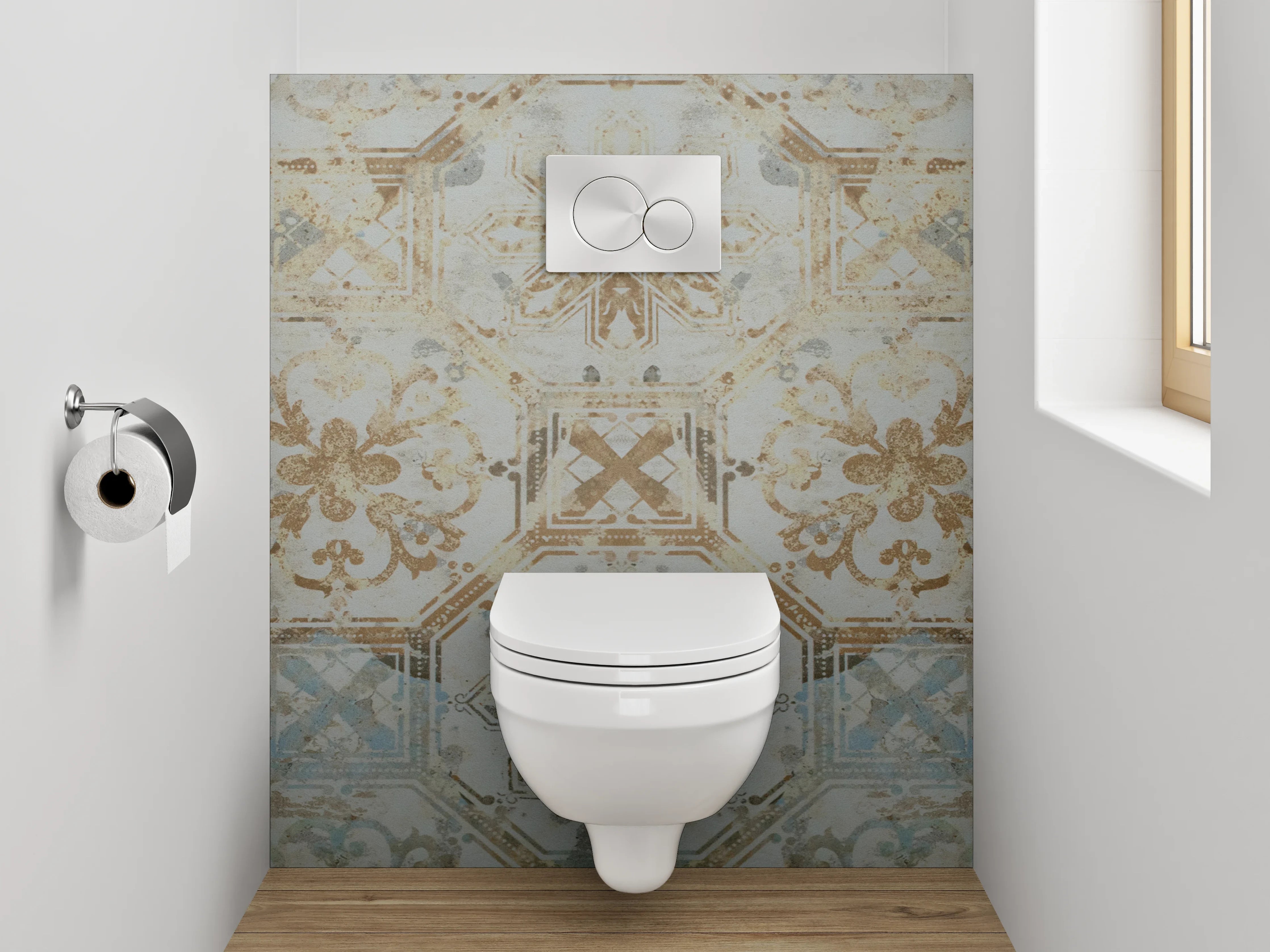 WC-Rückwand - Antike Fliesen im Vintage-Stil