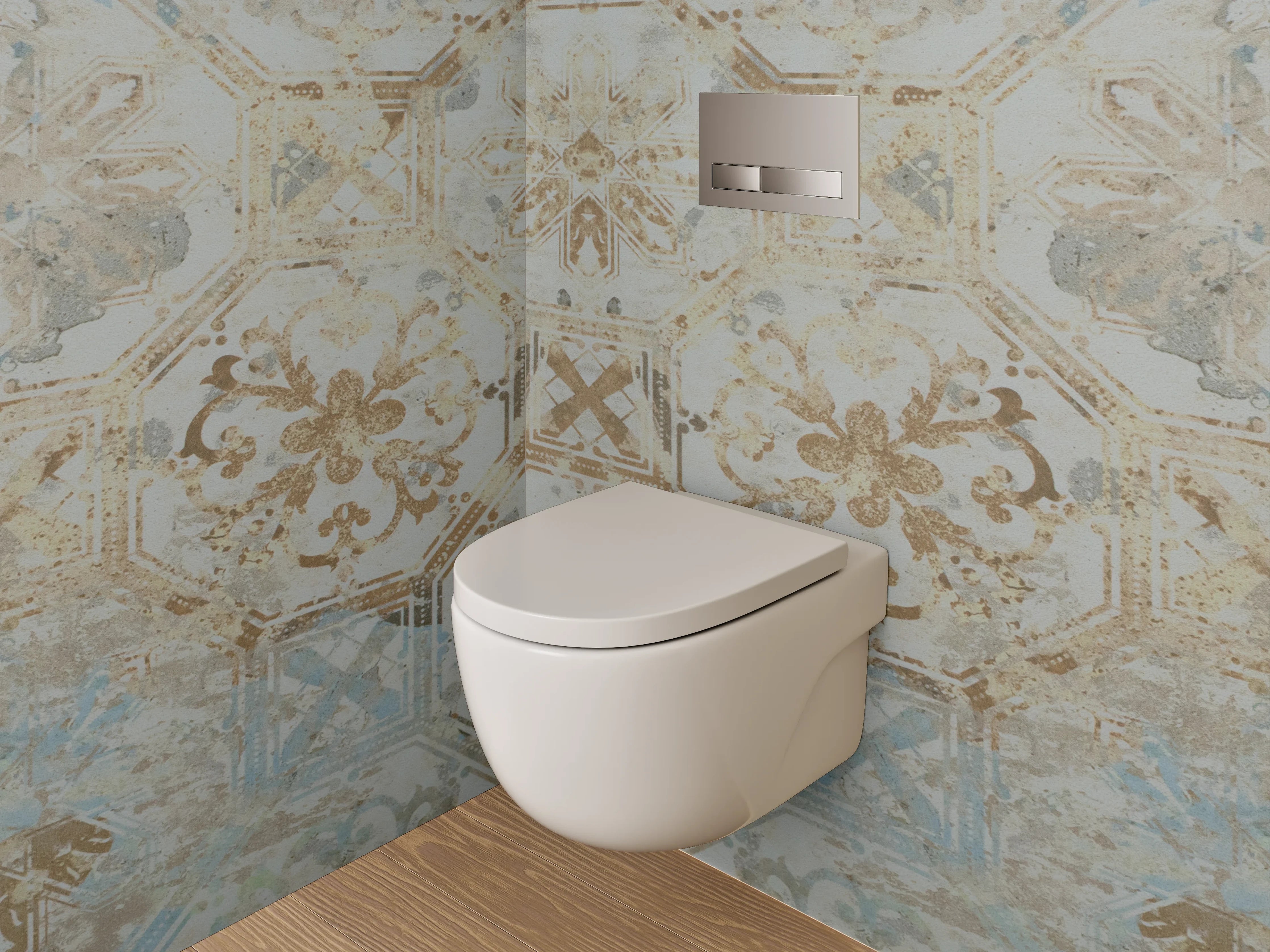WC-Rückwand - Antike Fliesen im Vintage-Stil