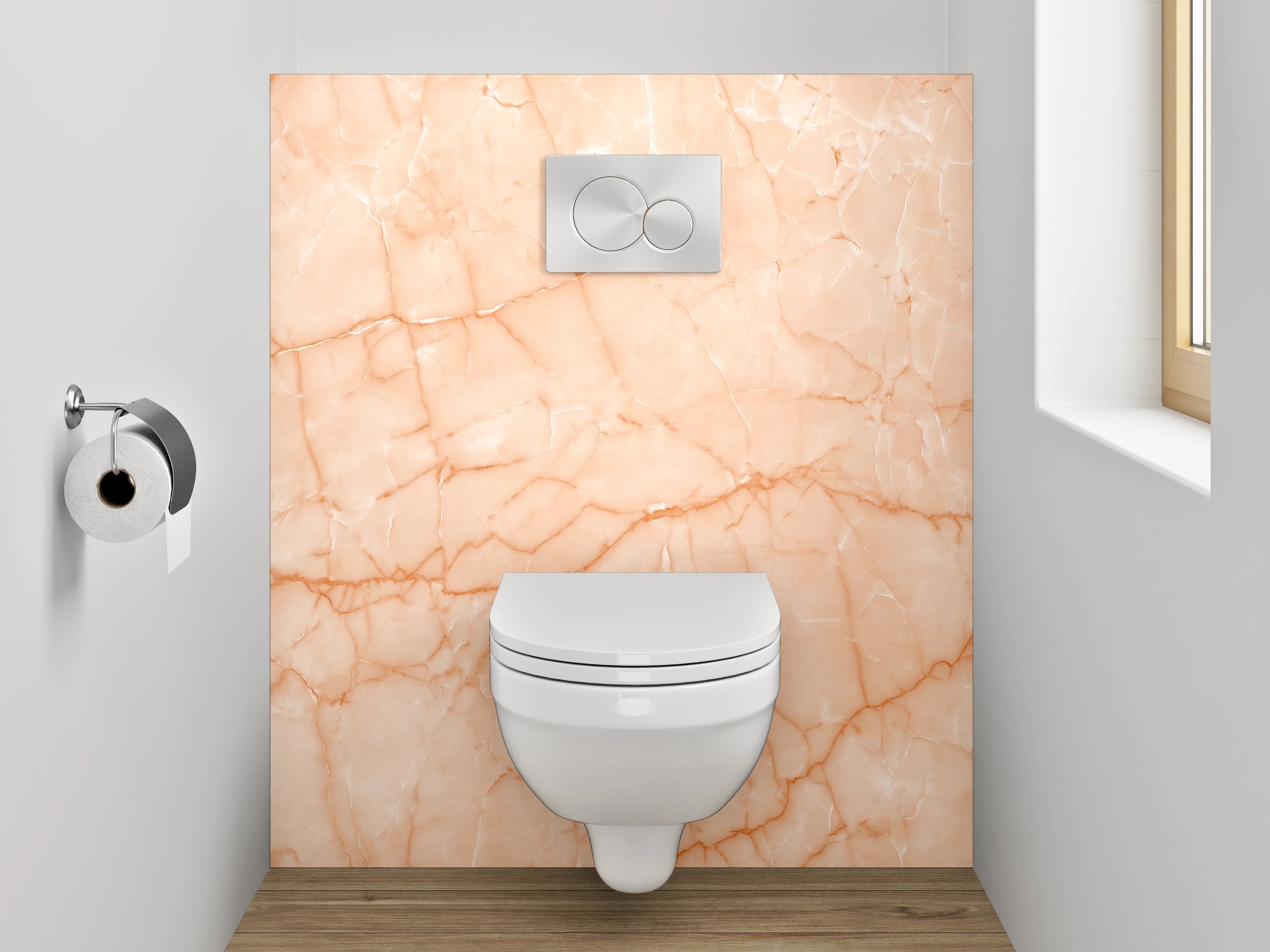 WC-Rückwand - Apricotfarbener Marmor mit Naturadern