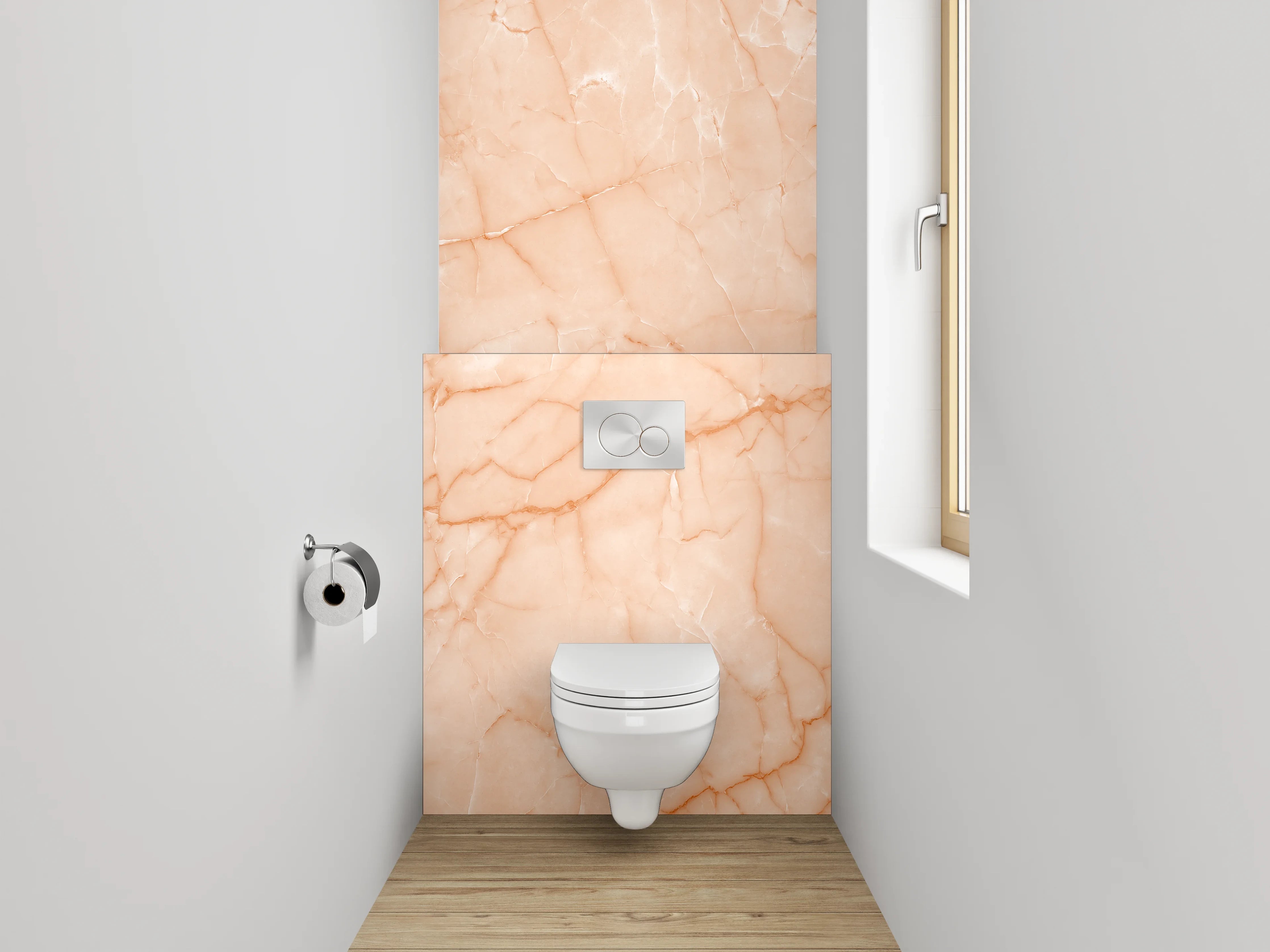 WC-Rückwand - Apricotfarbener Marmor mit Naturadern