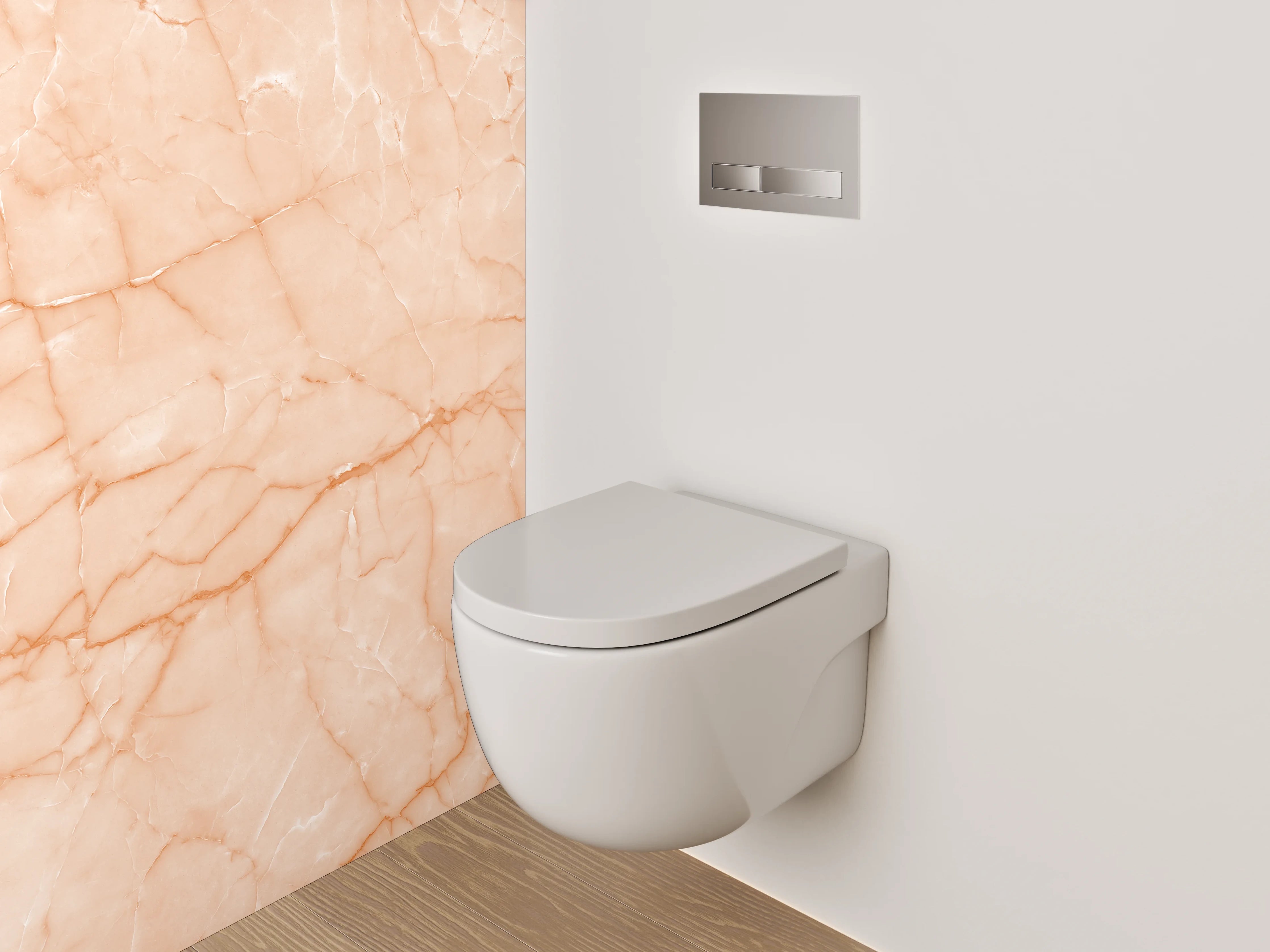 WC-Rückwand - Apricotfarbener Marmor mit Naturadern