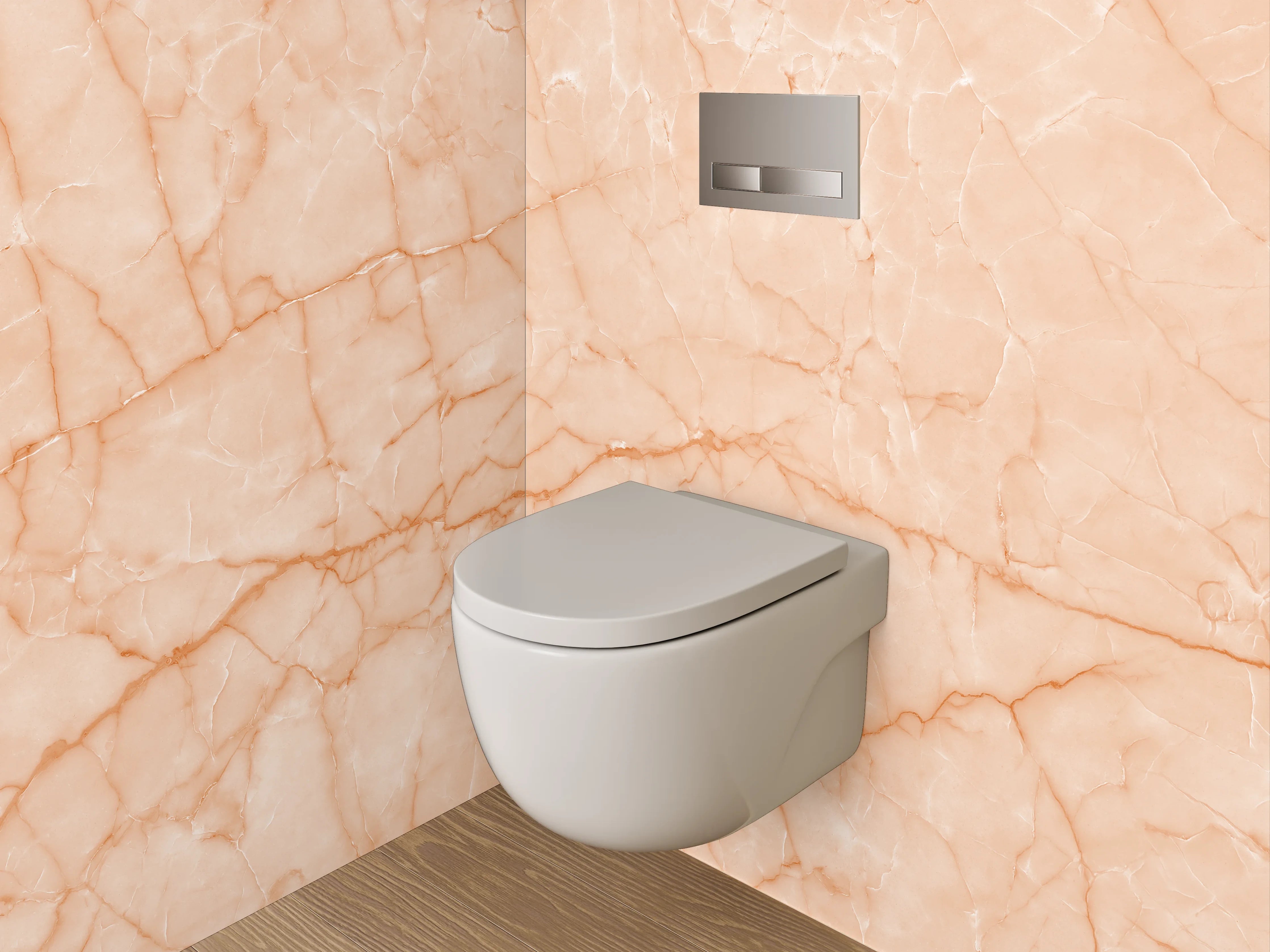 WC-Rückwand - Apricotfarbener Marmor mit Naturadern