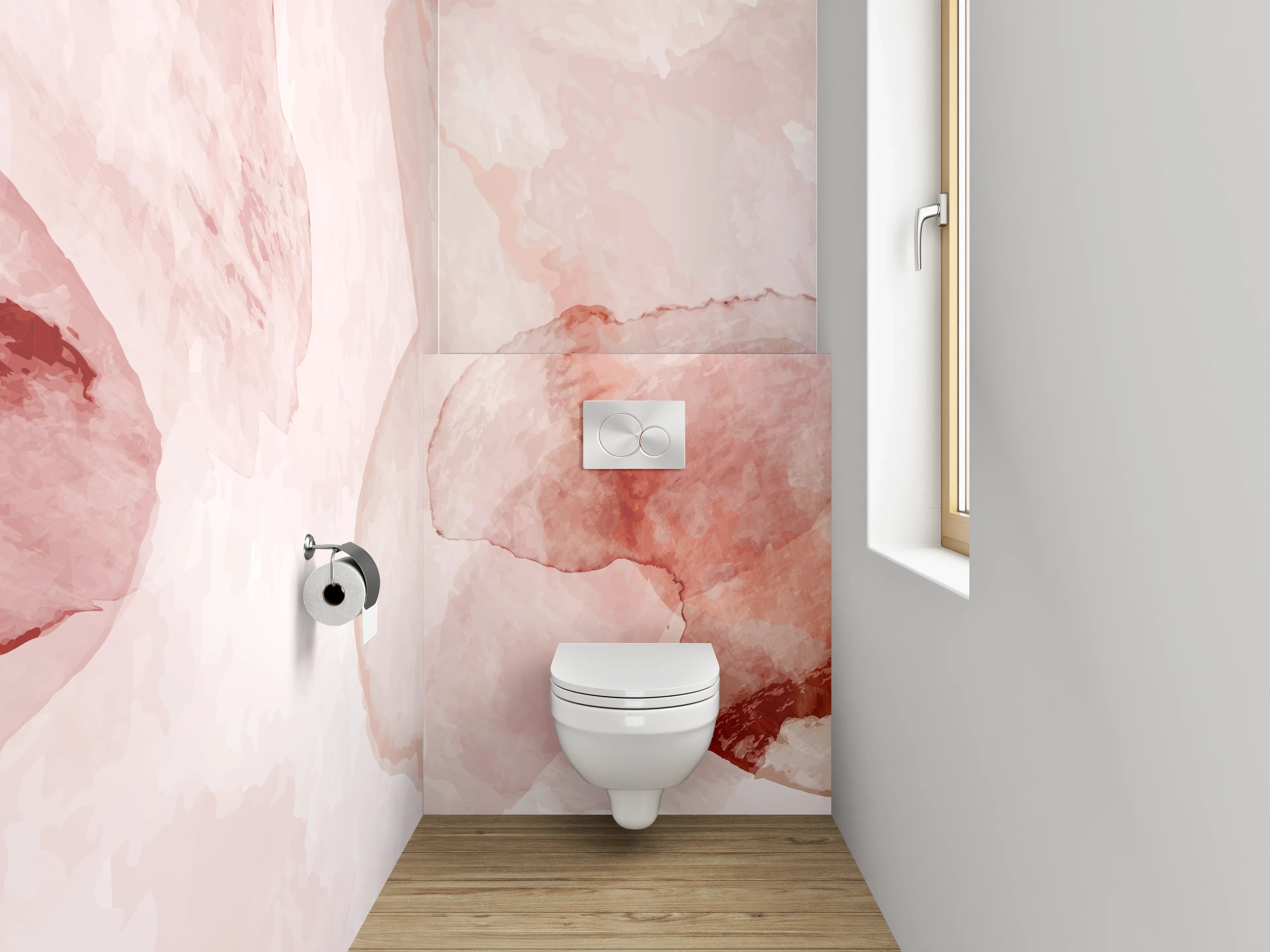 WC-Rückwand - Aquarell Abstrakt Rosa Beige