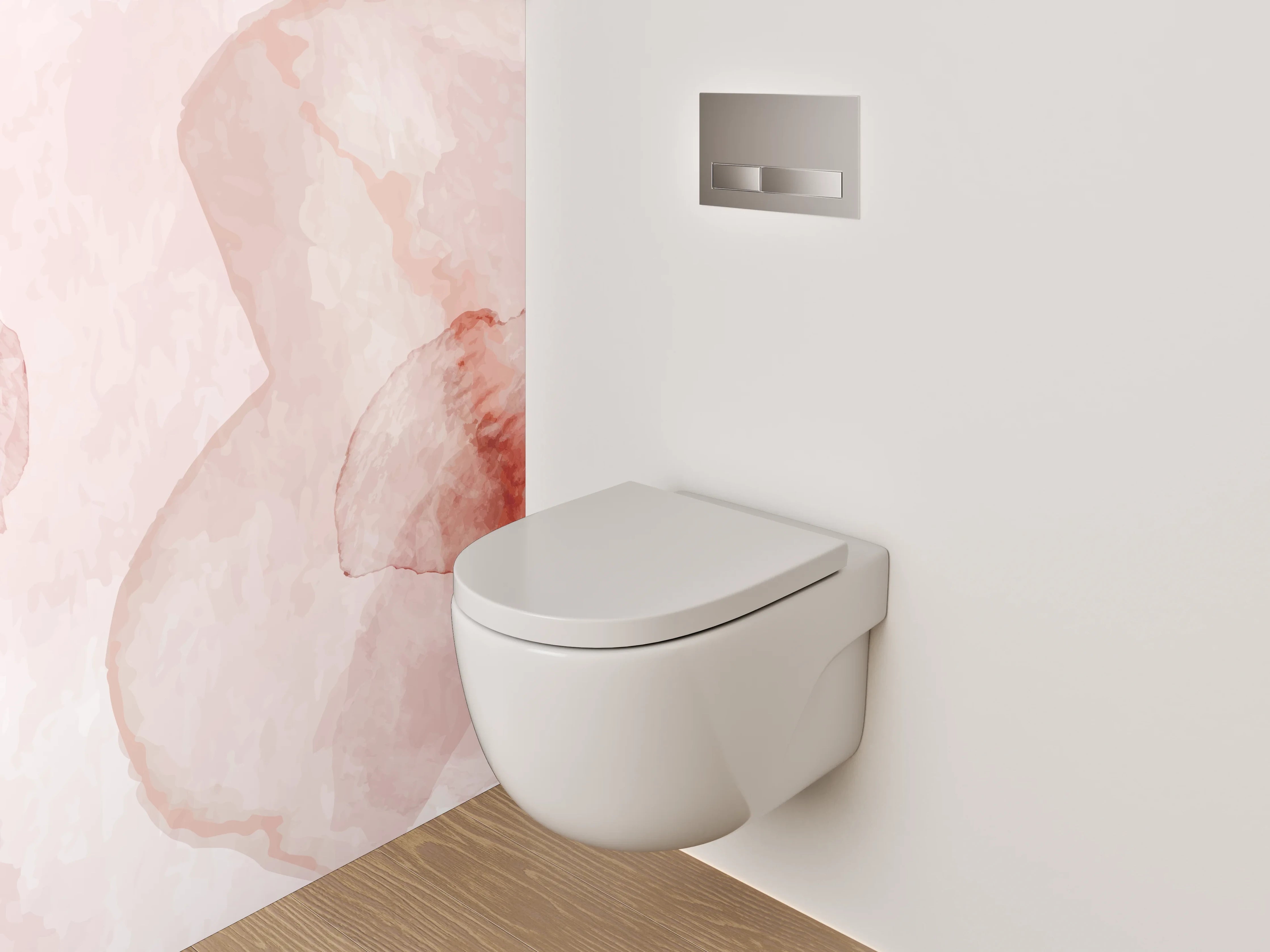 WC-Rückwand - Aquarell Abstrakt Rosa Beige