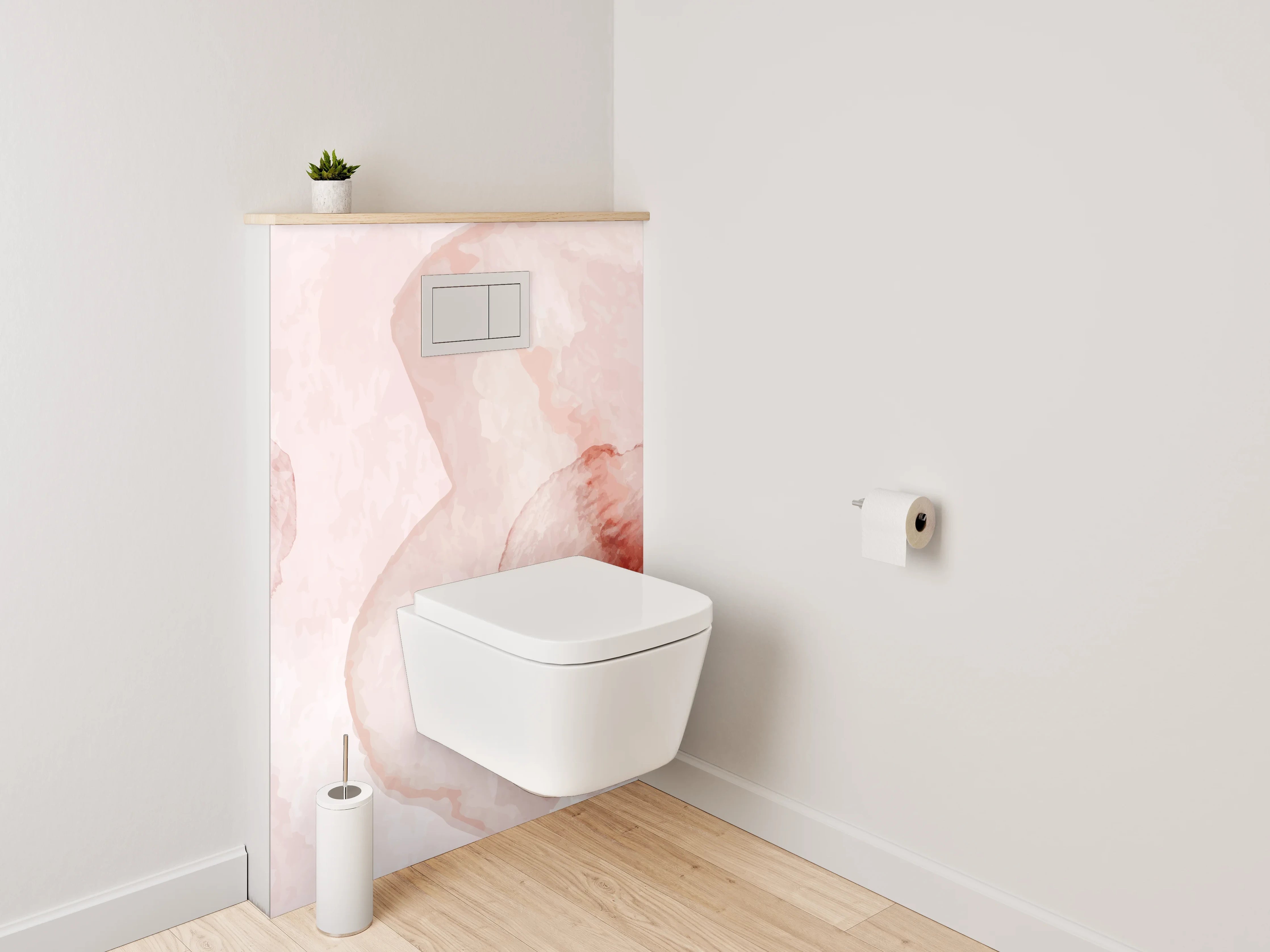 WC-Rückwand - Aquarell Abstrakt Rosa Beige