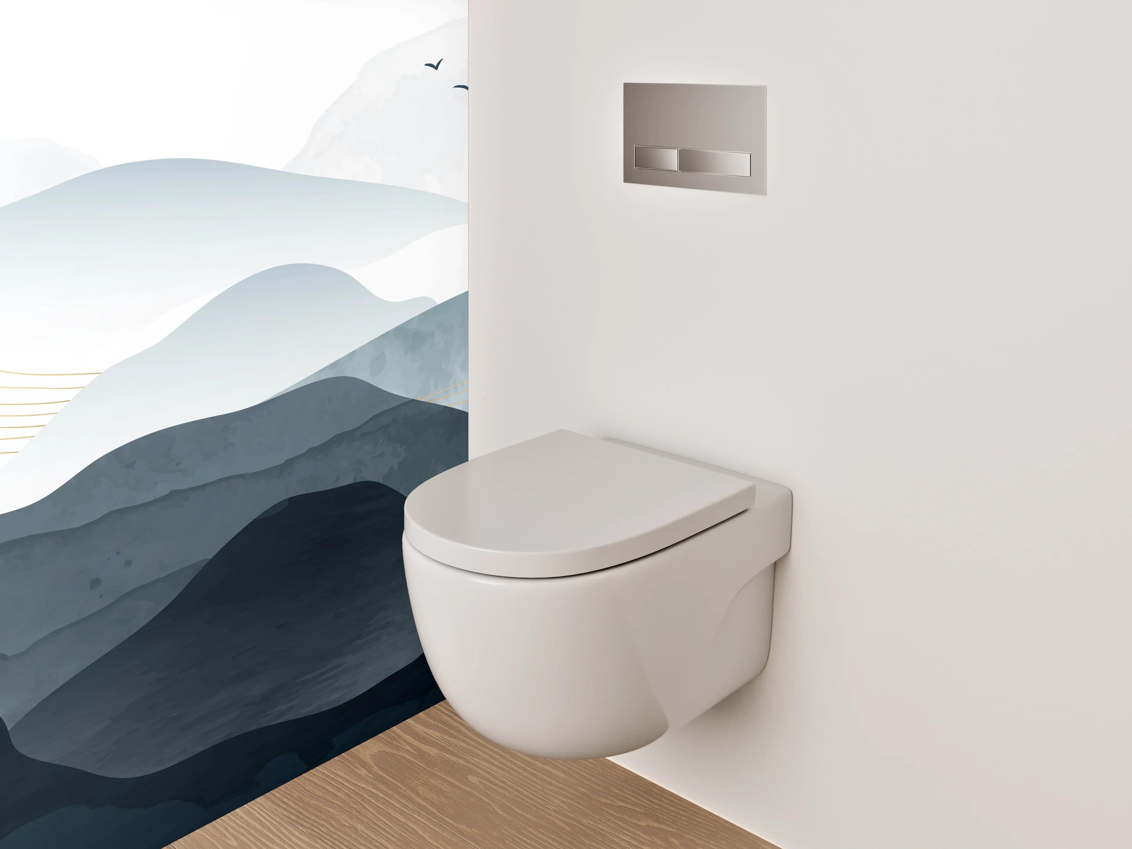 WC-Rückwand - Aquarell Berge Sonnenaufgang Minimalistisch