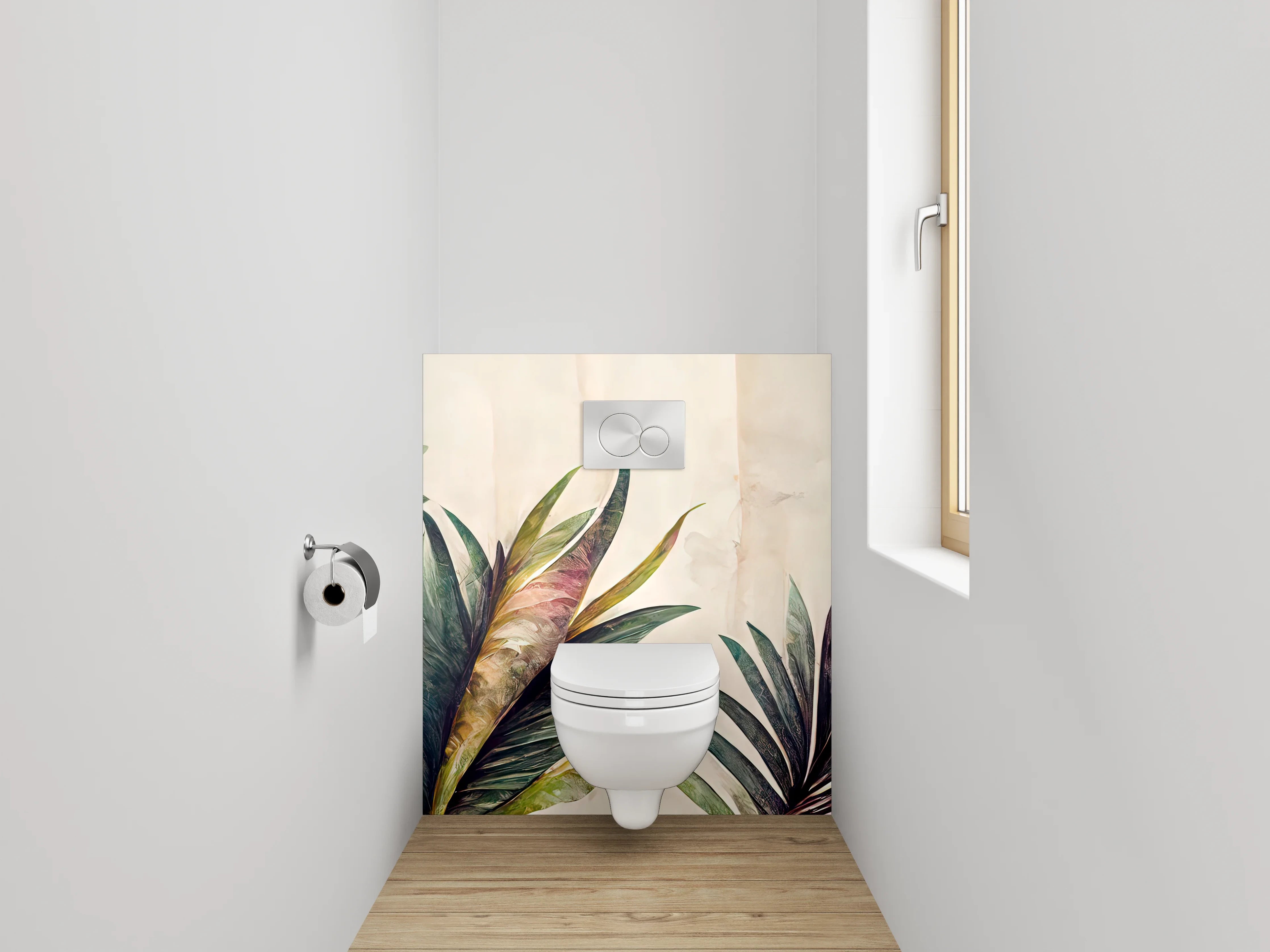 WC-Rückwand - Aquarell Blätter Tropisch Natur