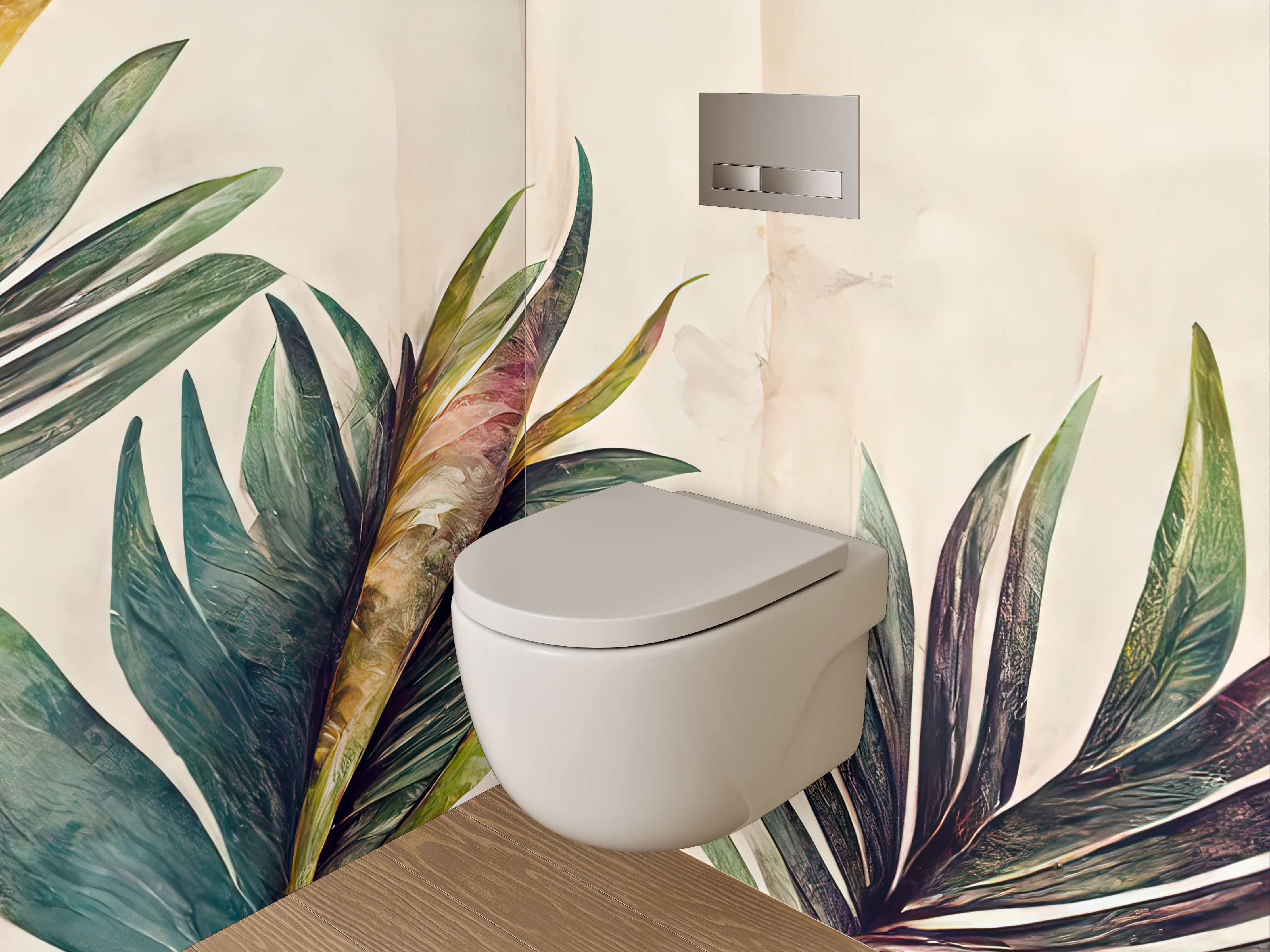 WC-Rückwand - Aquarell Blätter Tropisch Natur