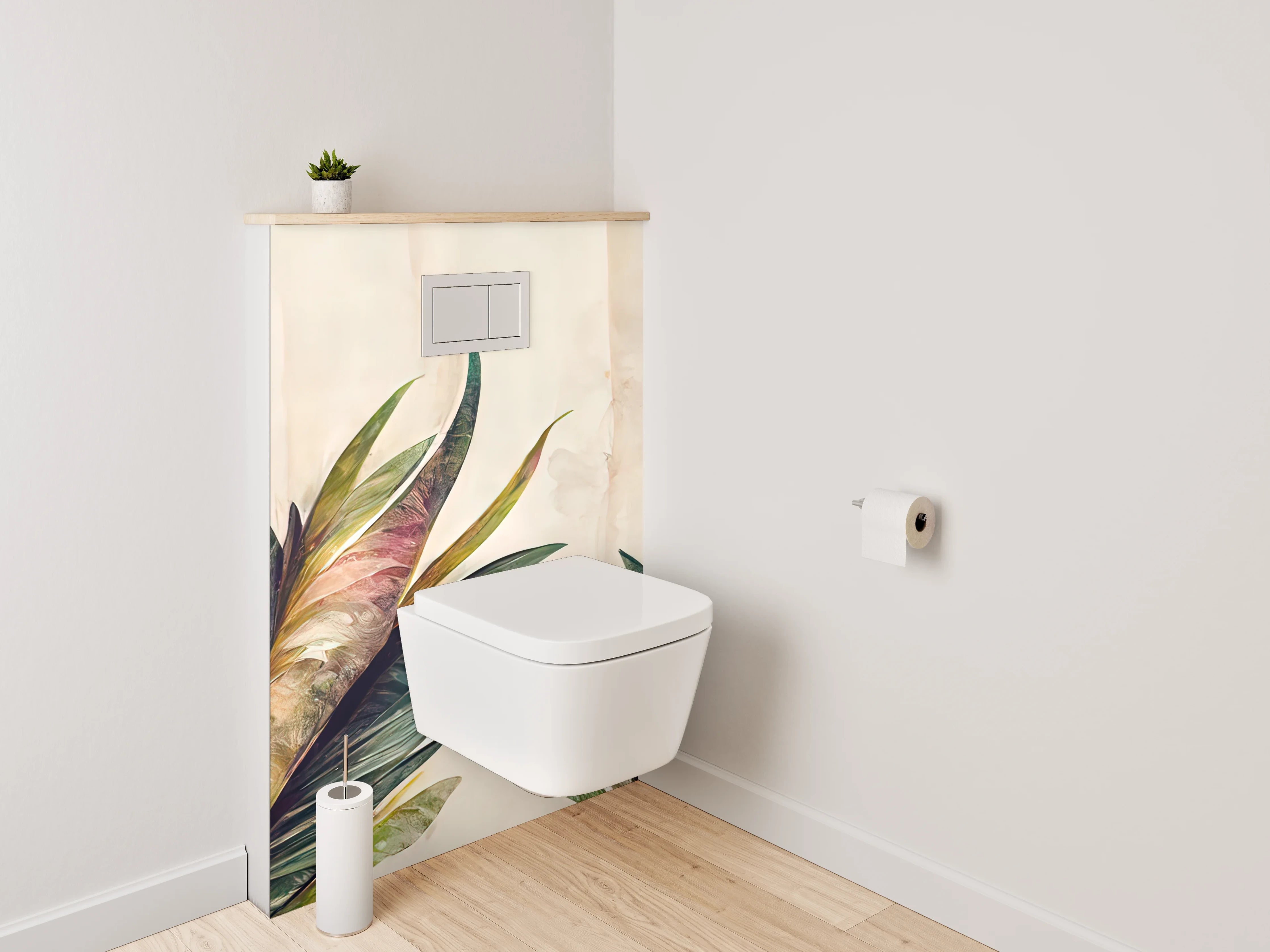 WC-Rückwand - Aquarell Blätter Tropisch Natur