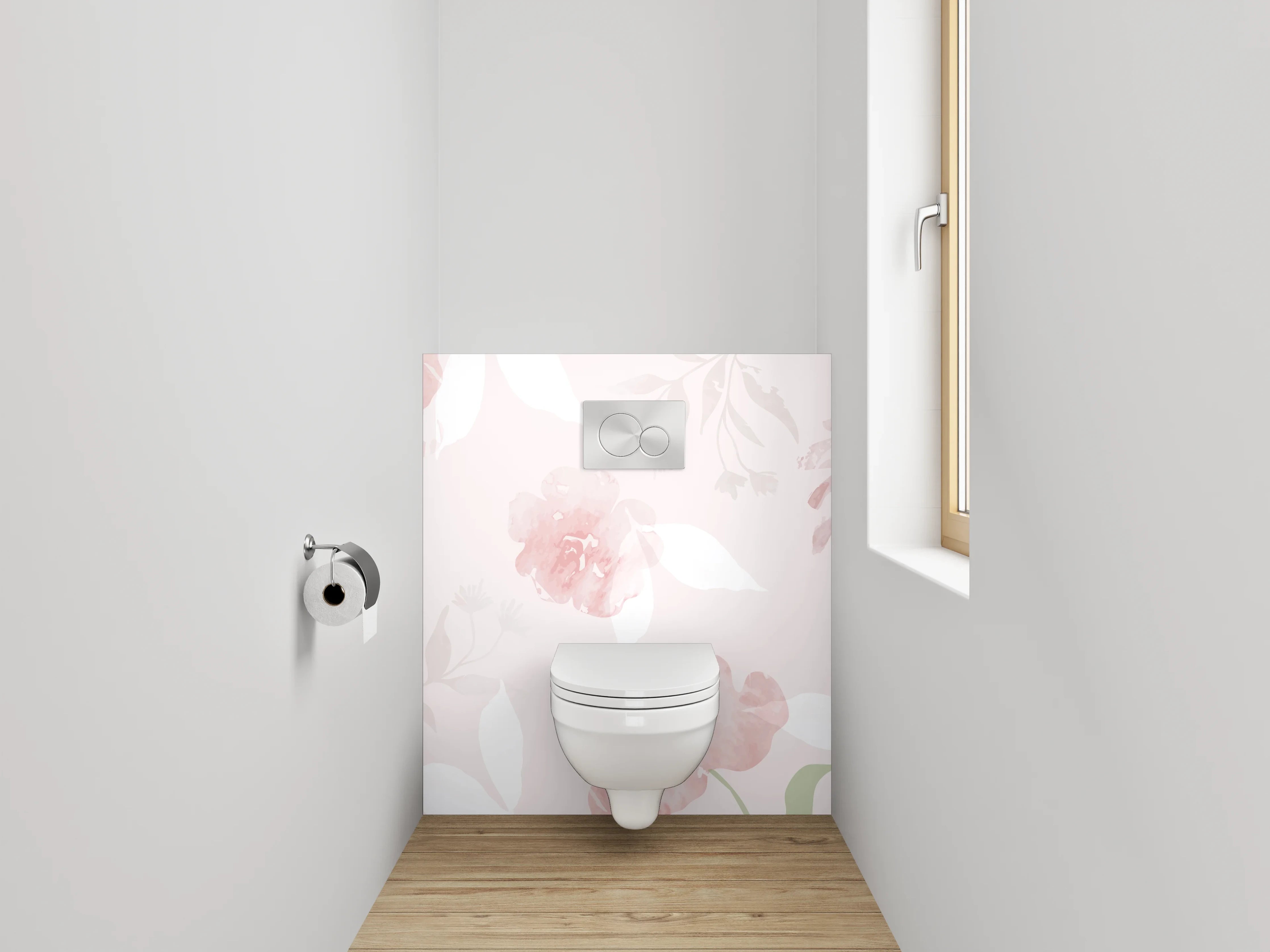 WC-Rückwand - Aquarell Blüten Pastellrosa Dekor