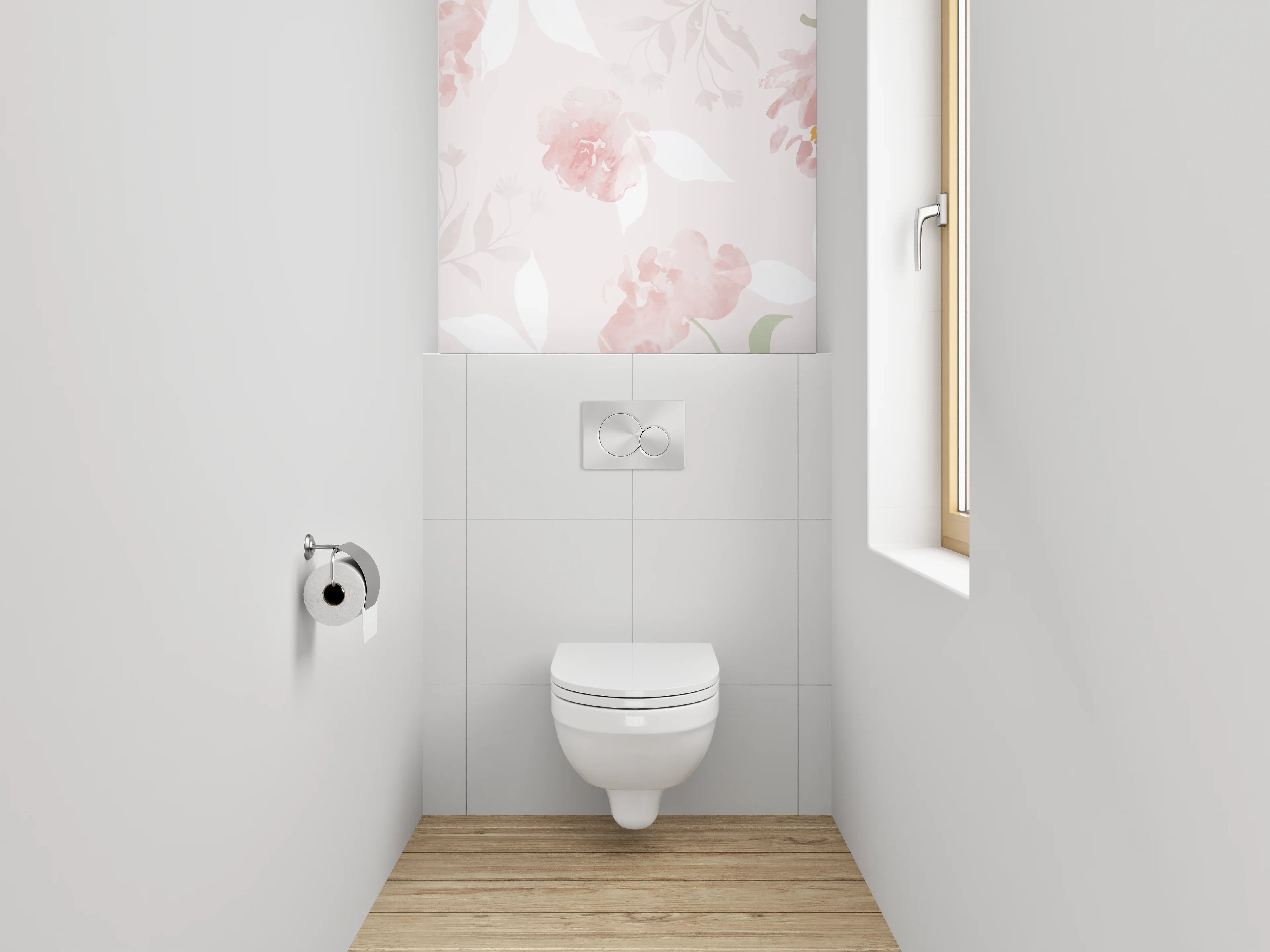 WC-Rückwand - Aquarell Blüten Pastellrosa Dekor
