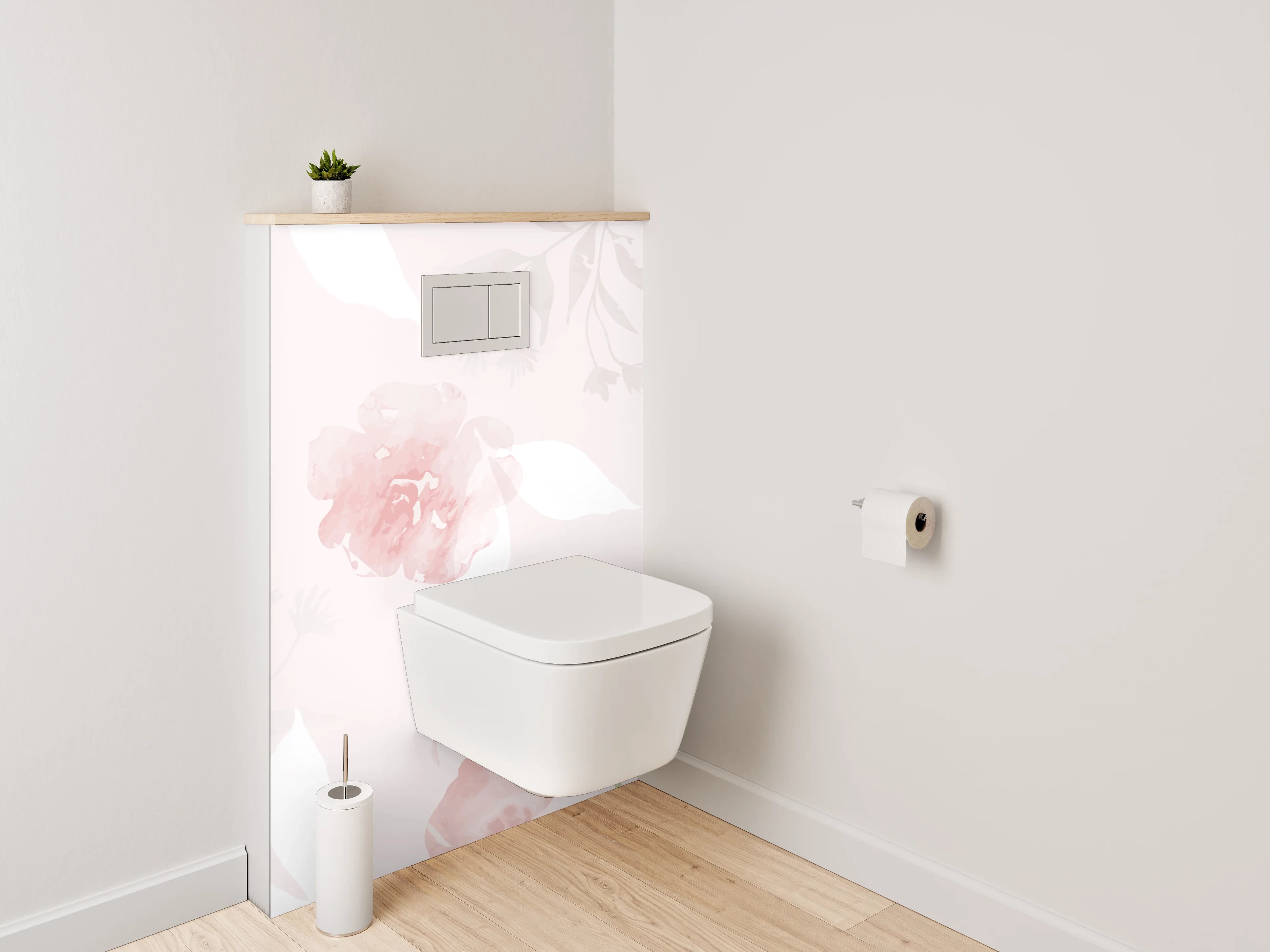 WC-Rückwand - Aquarell Blüten Pastellrosa Dekor