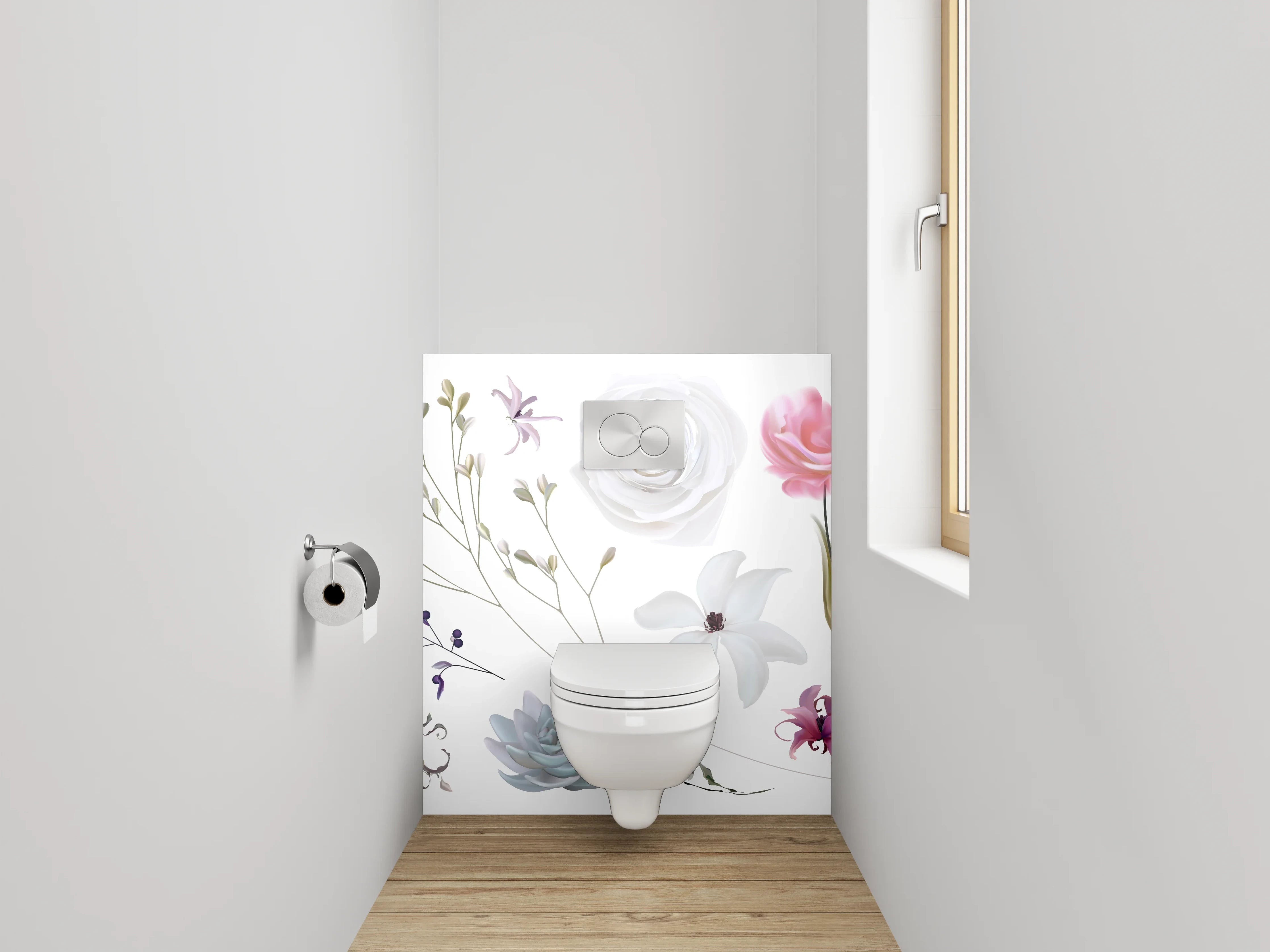 WC-Rückwand - Aquarell Blumen Design Poster