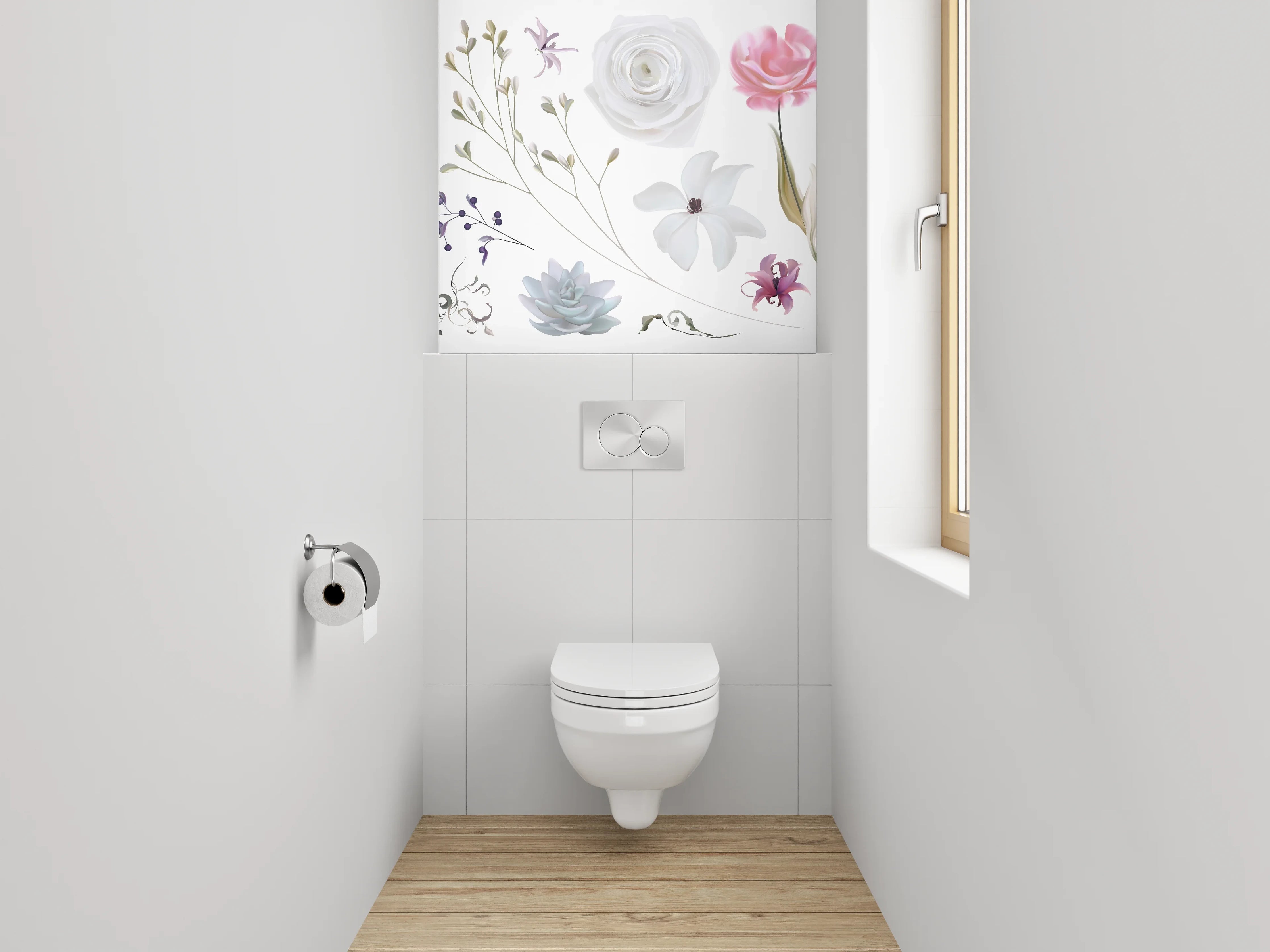 WC-Rückwand - Aquarell Blumen Design Poster