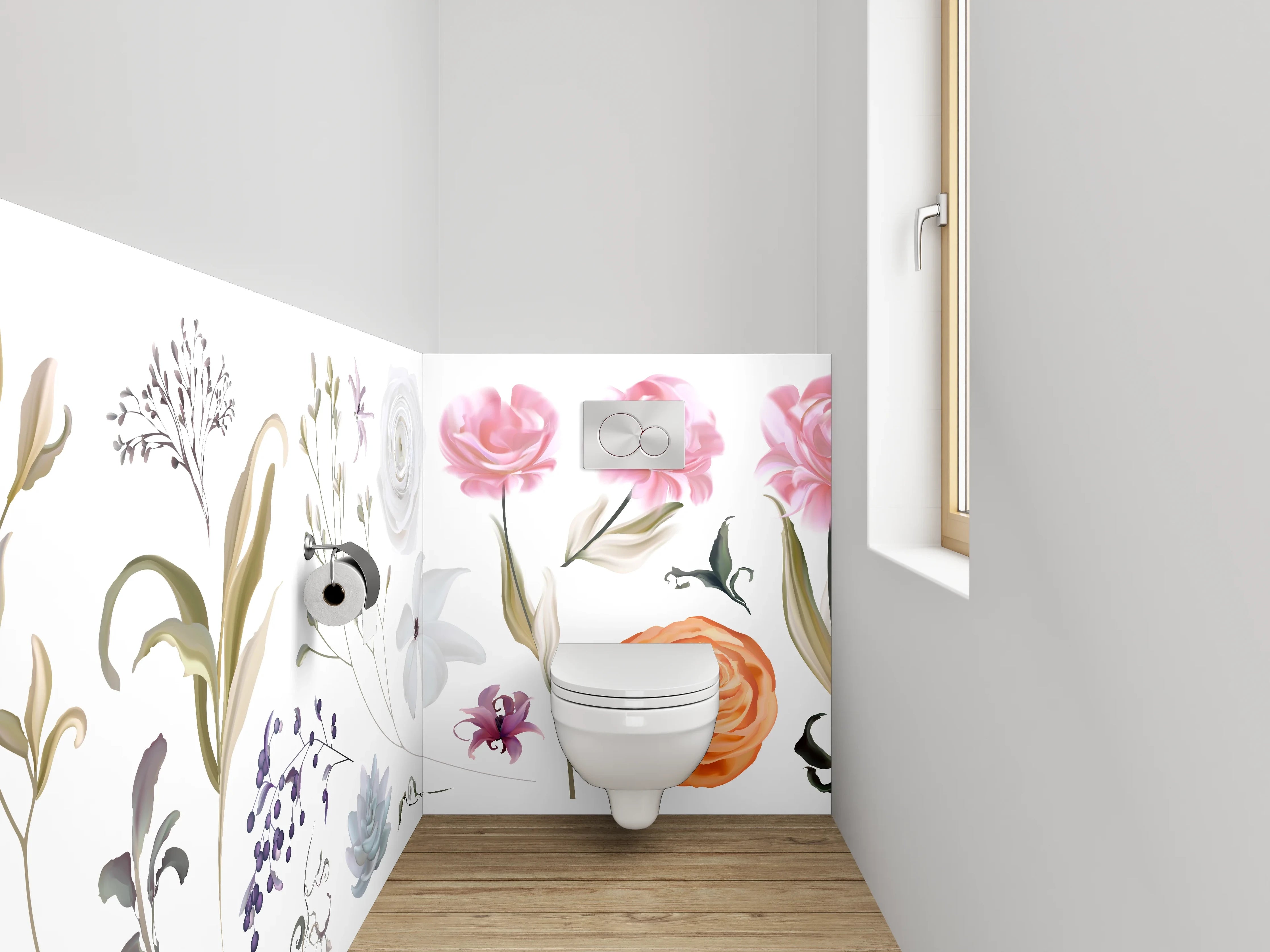 WC-Rückwand - Aquarell Blumen Design Poster