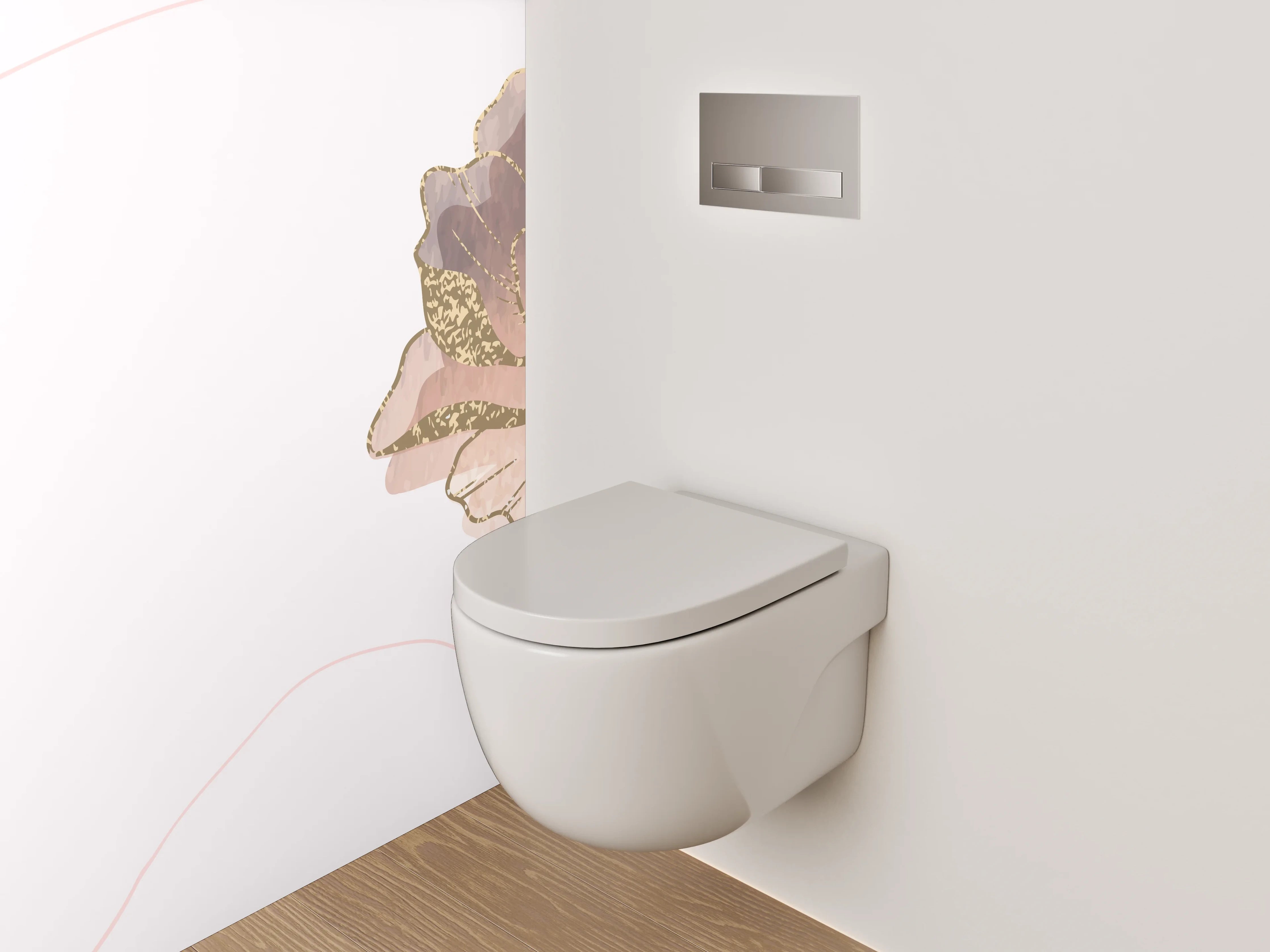 WC-Rückwand - Aquarell Blumen Goldakzente
