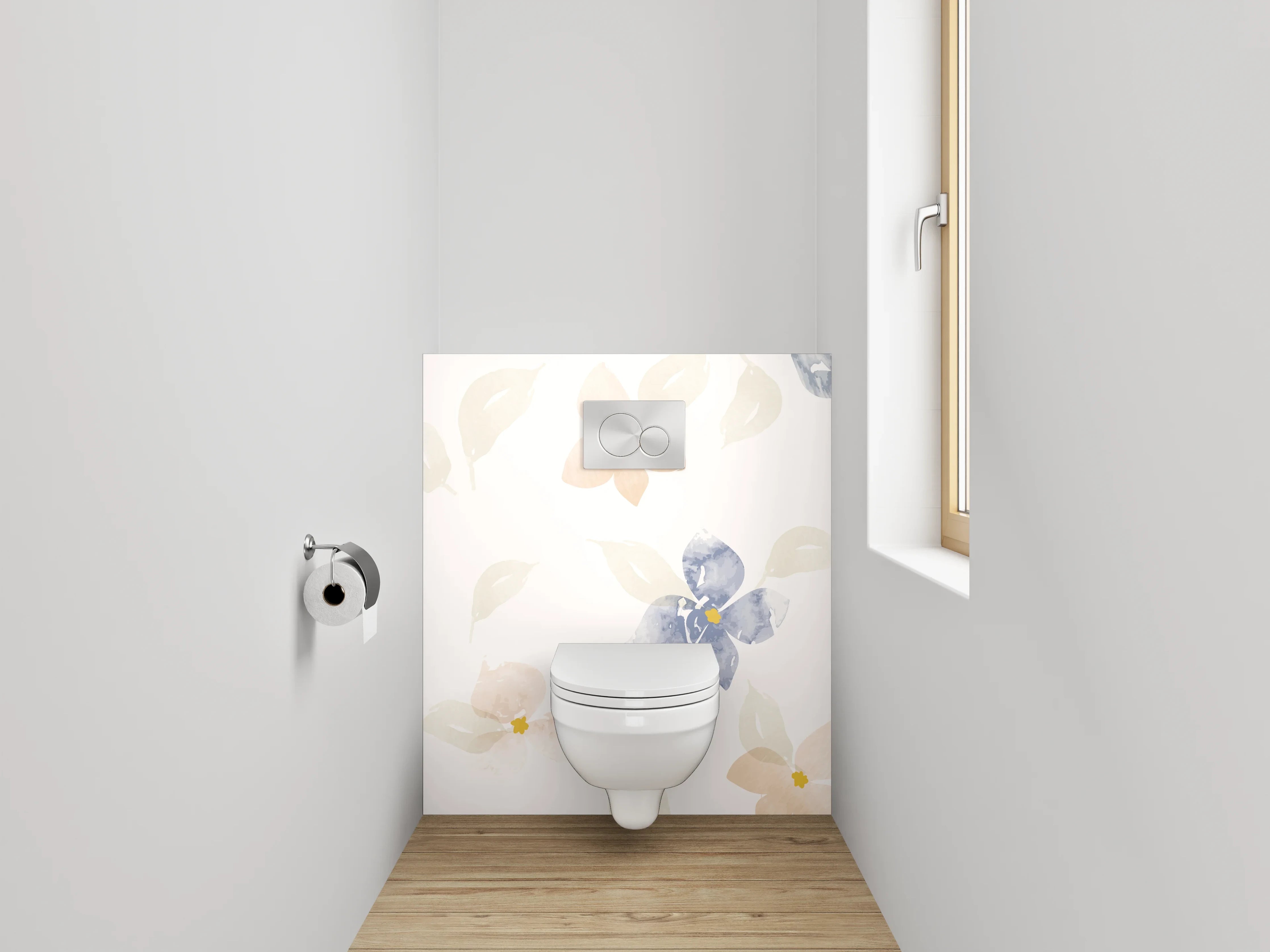 WC-Rückwand - Aquarell Blumen Muster Pastell