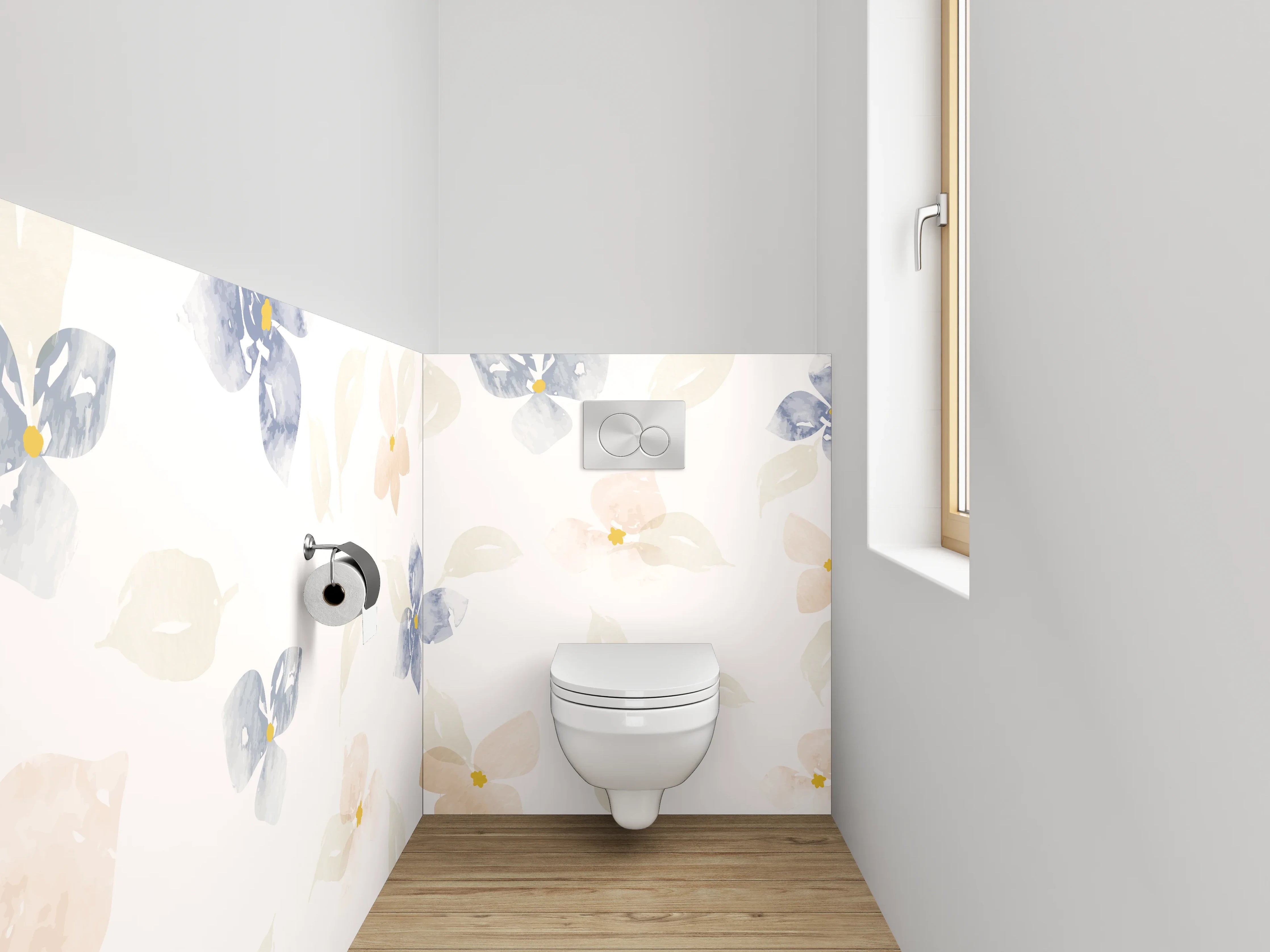 WC-Rückwand - Aquarell Blumen Muster Pastell