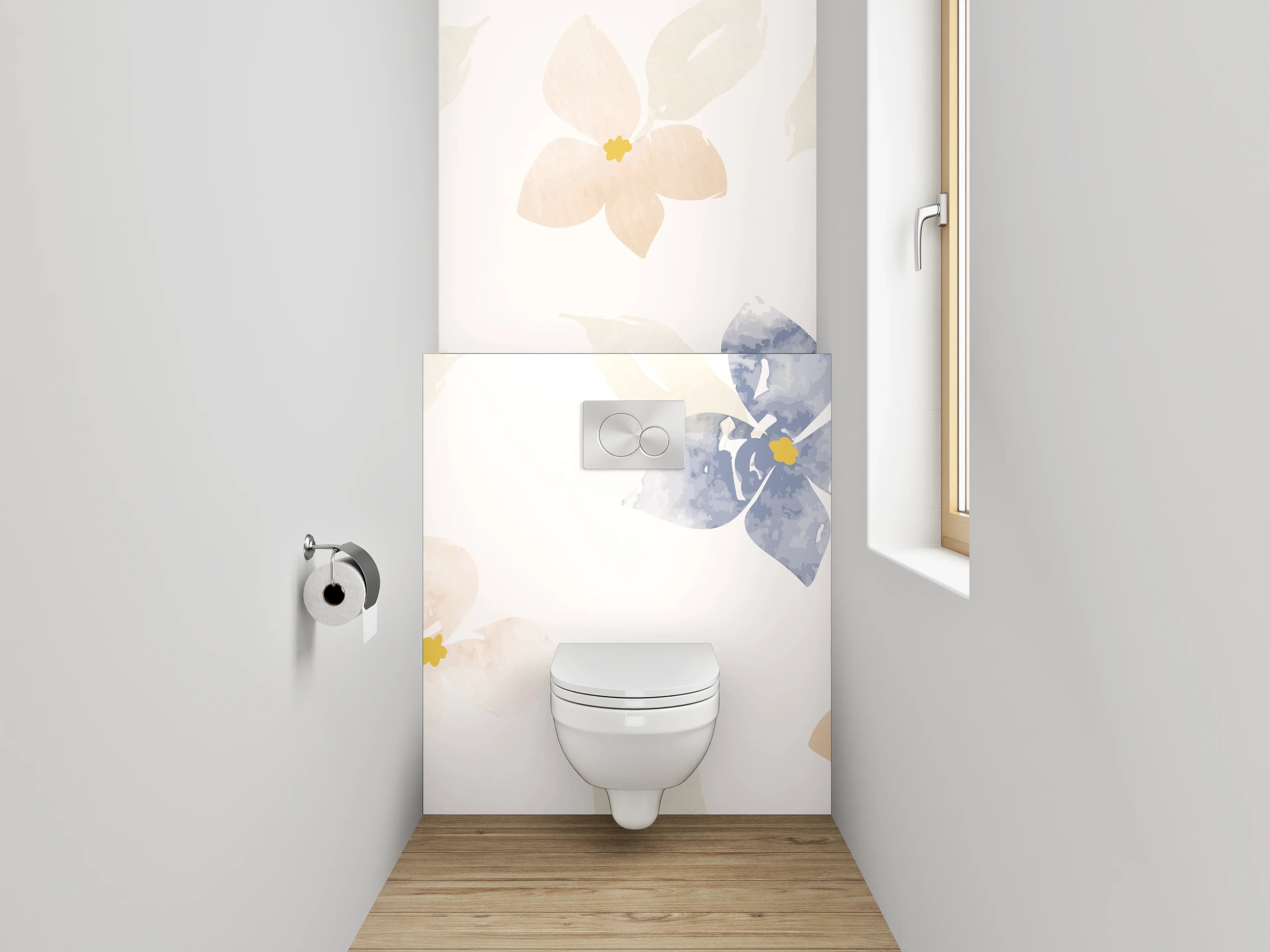 WC-Rückwand - Aquarell Blumen Muster Pastell