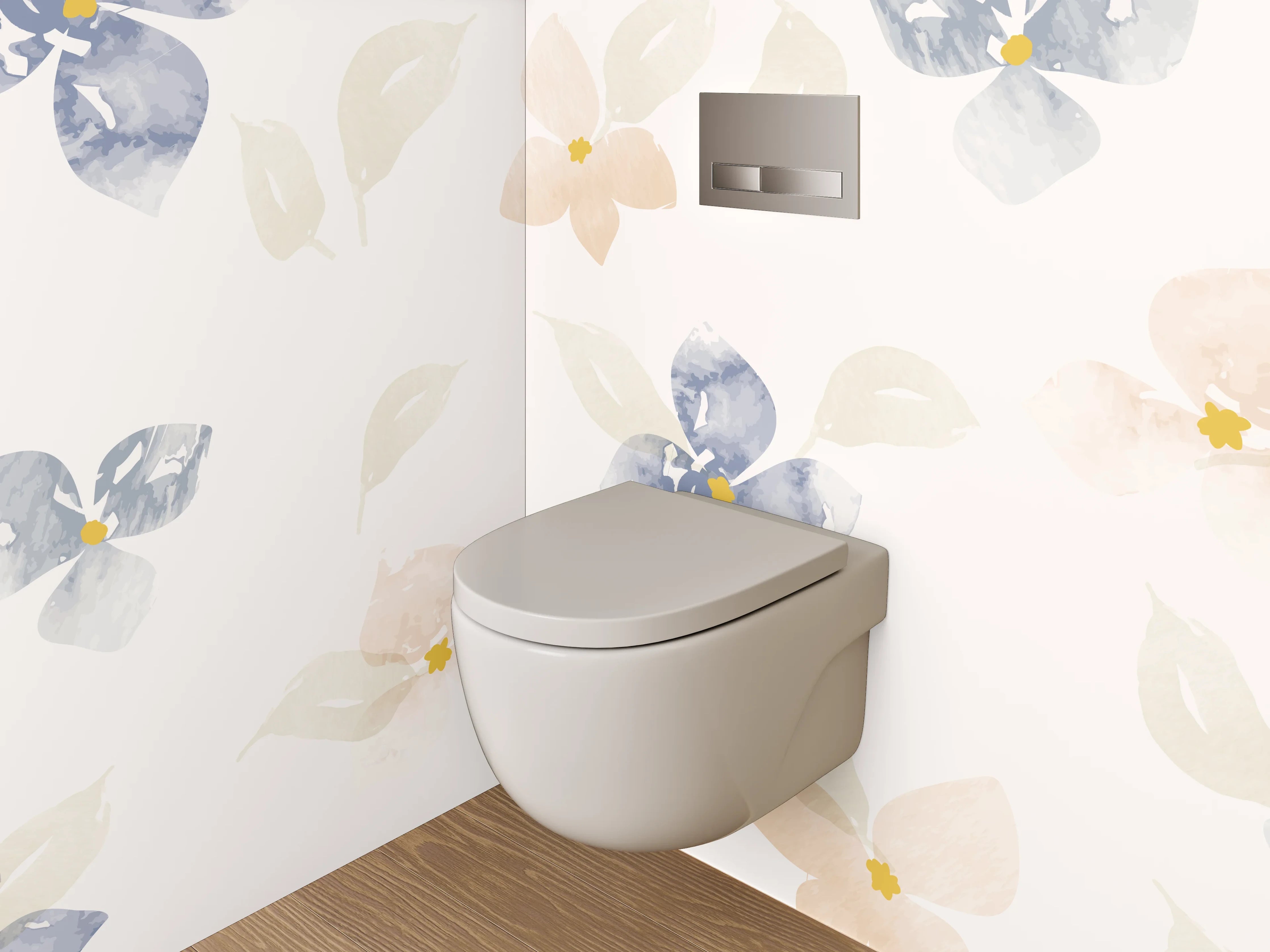 WC-Rückwand - Aquarell Blumen Muster Pastell