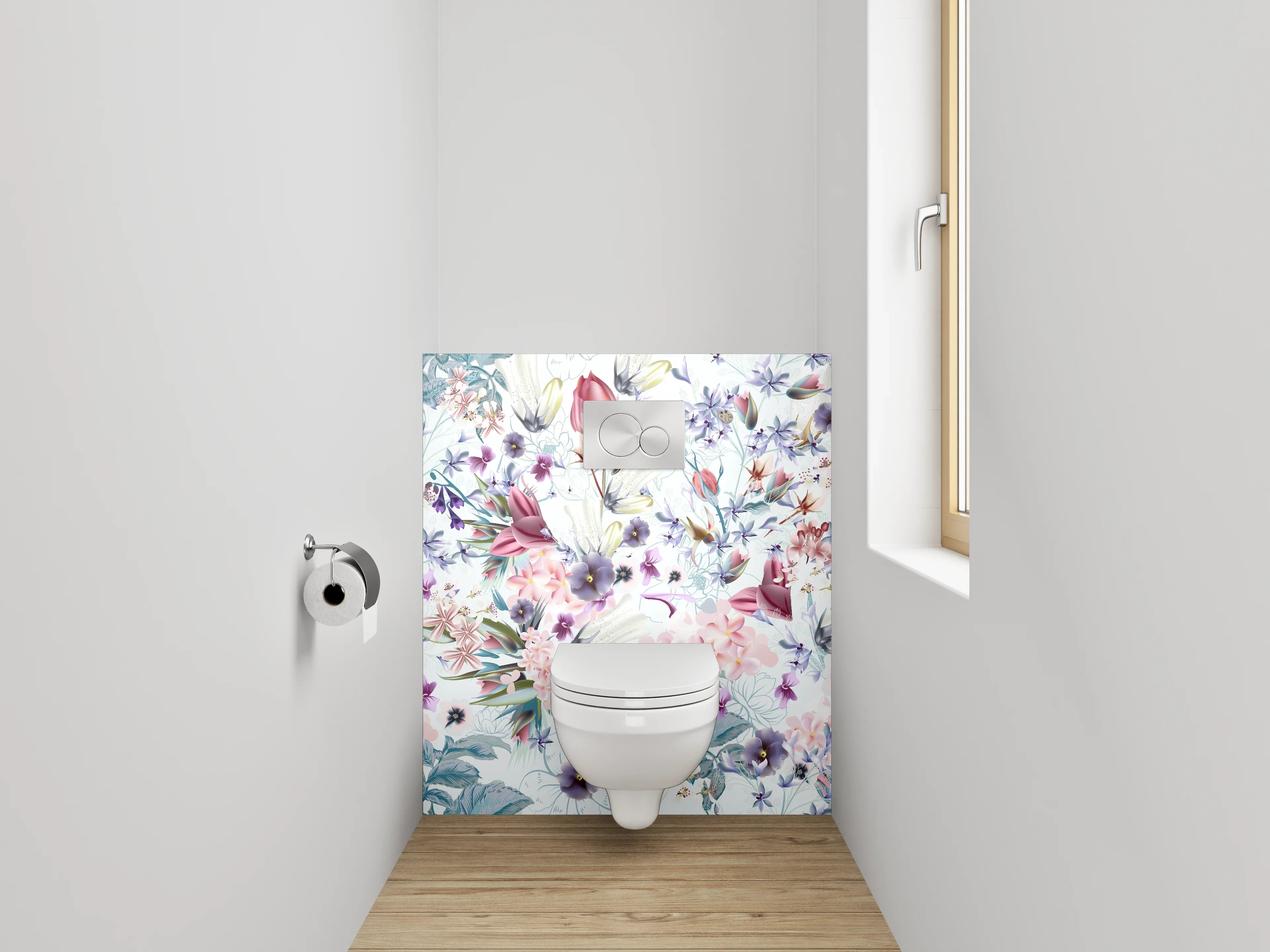 WC-Rückwand - Aquarell Blumen Pastell Muster