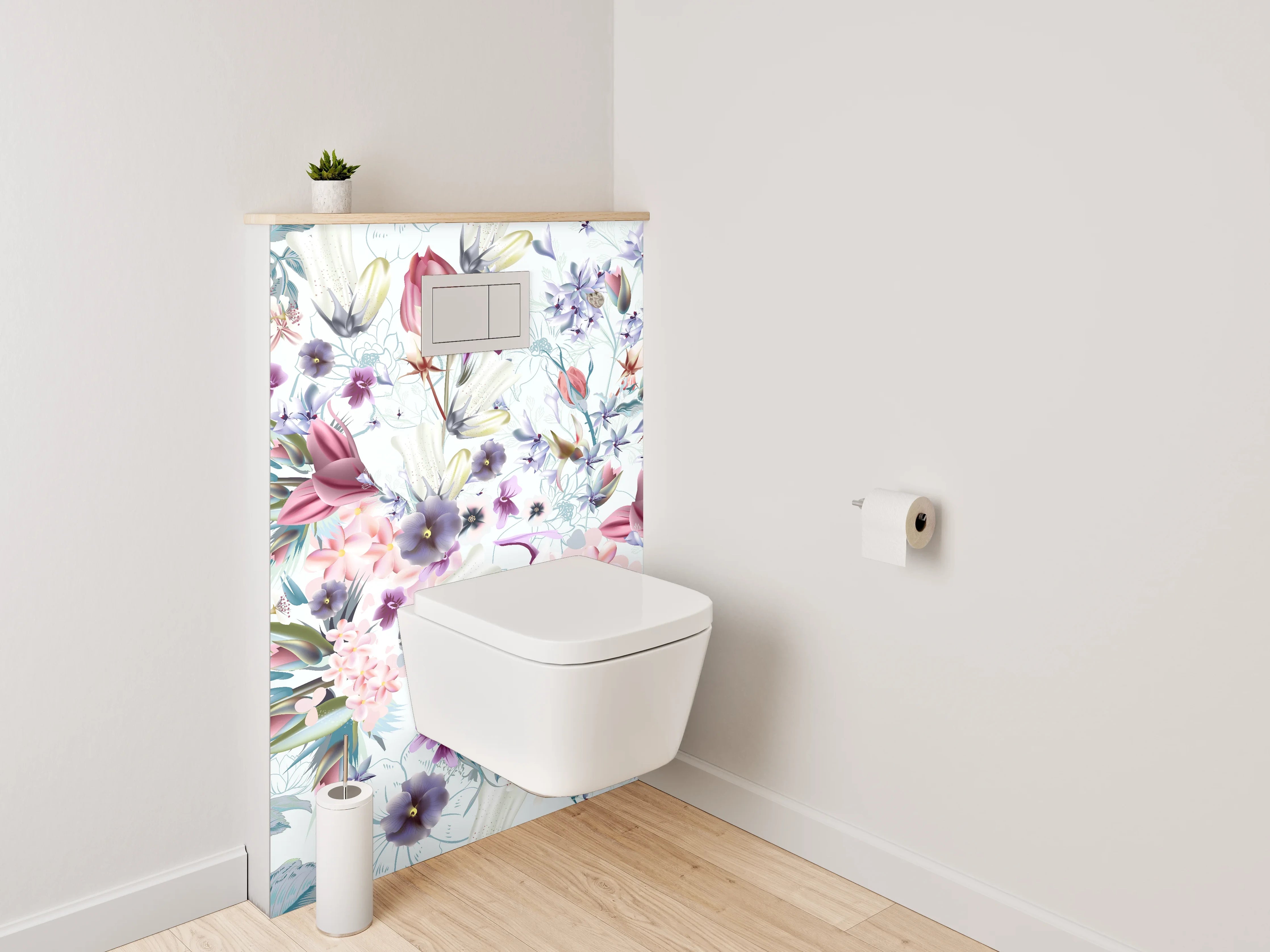 WC-Rückwand - Aquarell Blumen Pastell Muster