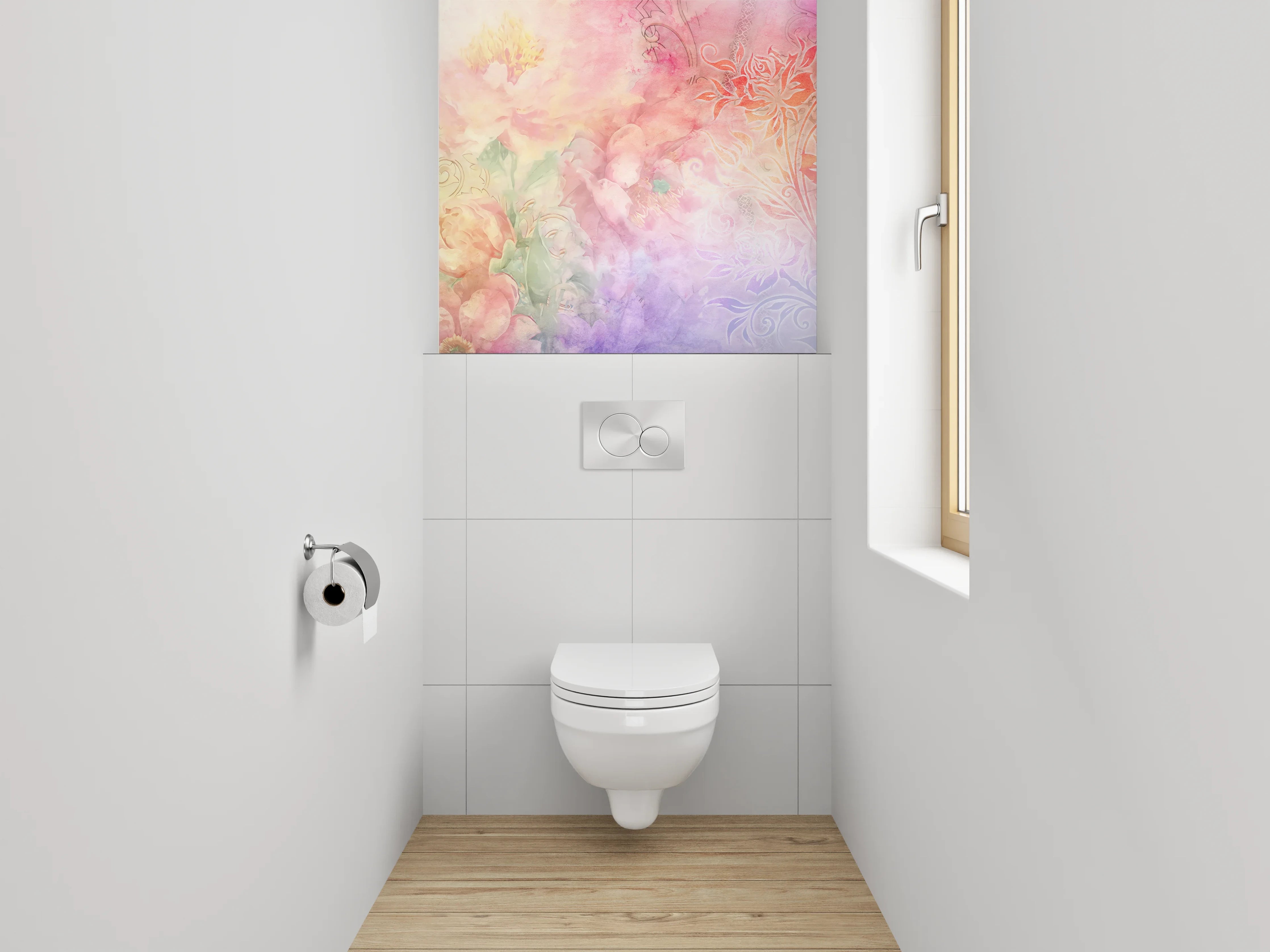 WC-Rückwand - Aquarell Blumen Pastellkunst Motiv