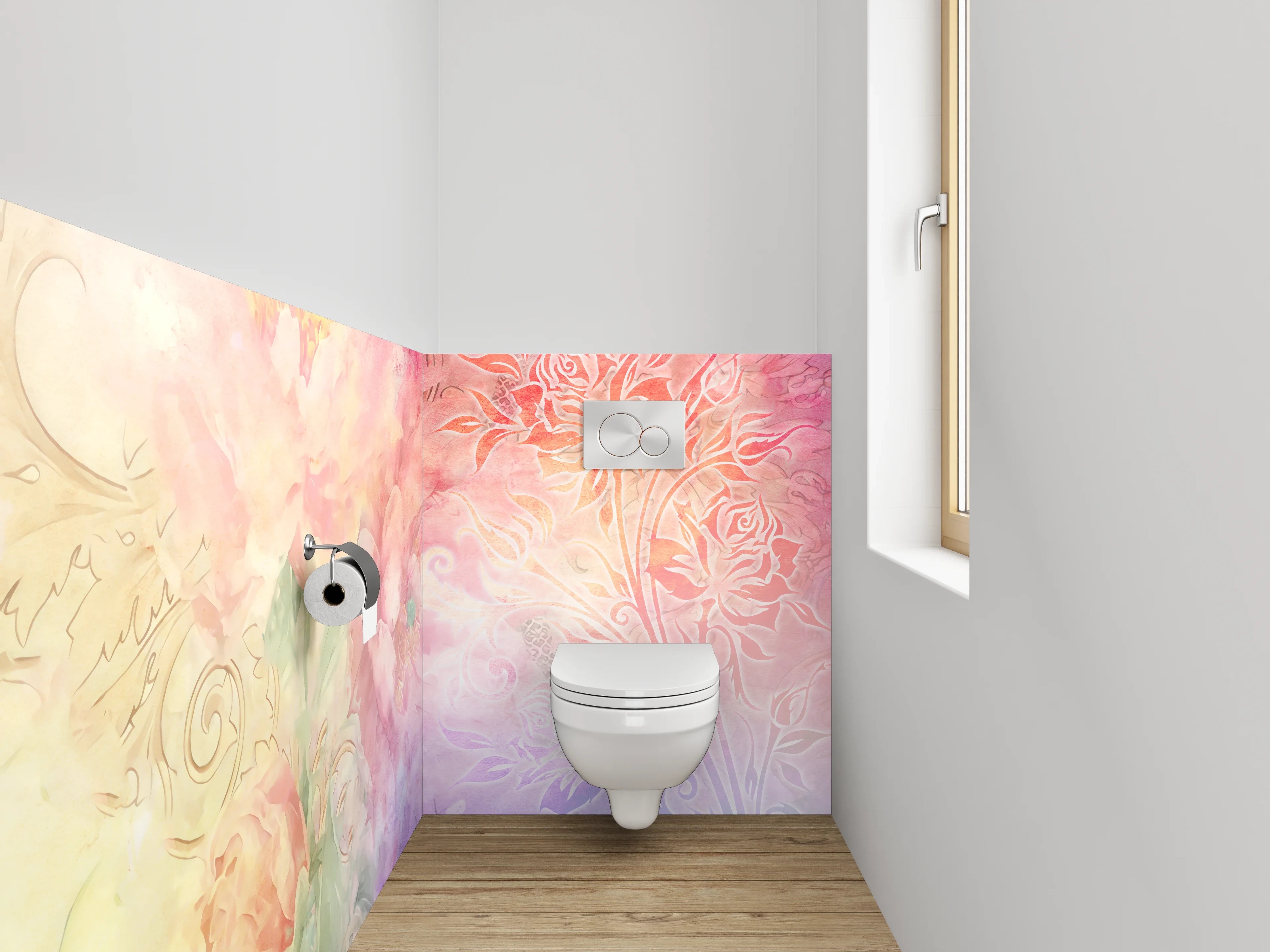 WC-Rückwand - Aquarell Blumen Pastellkunst Motiv