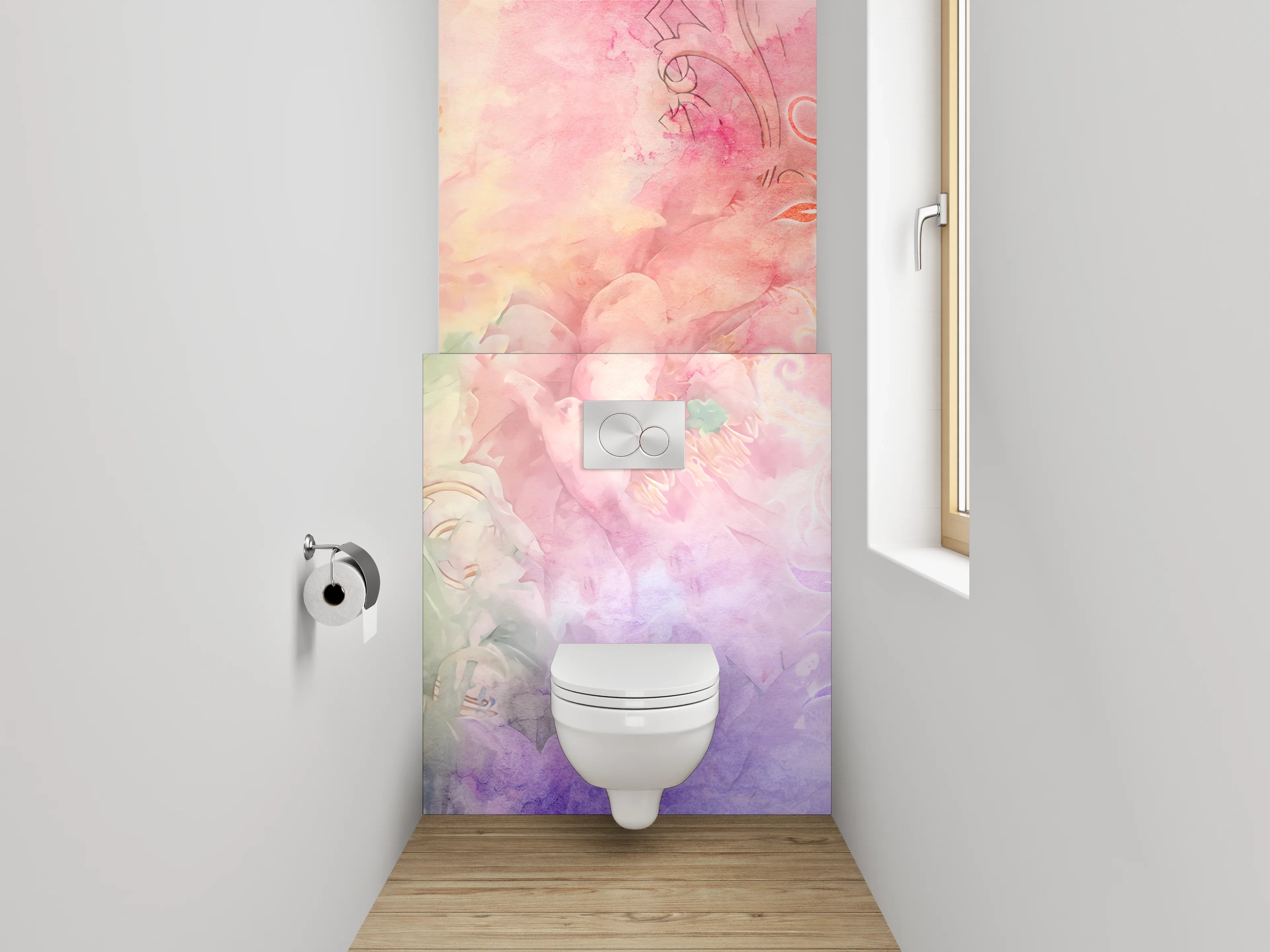 WC-Rückwand - Aquarell Blumen Pastellkunst Motiv