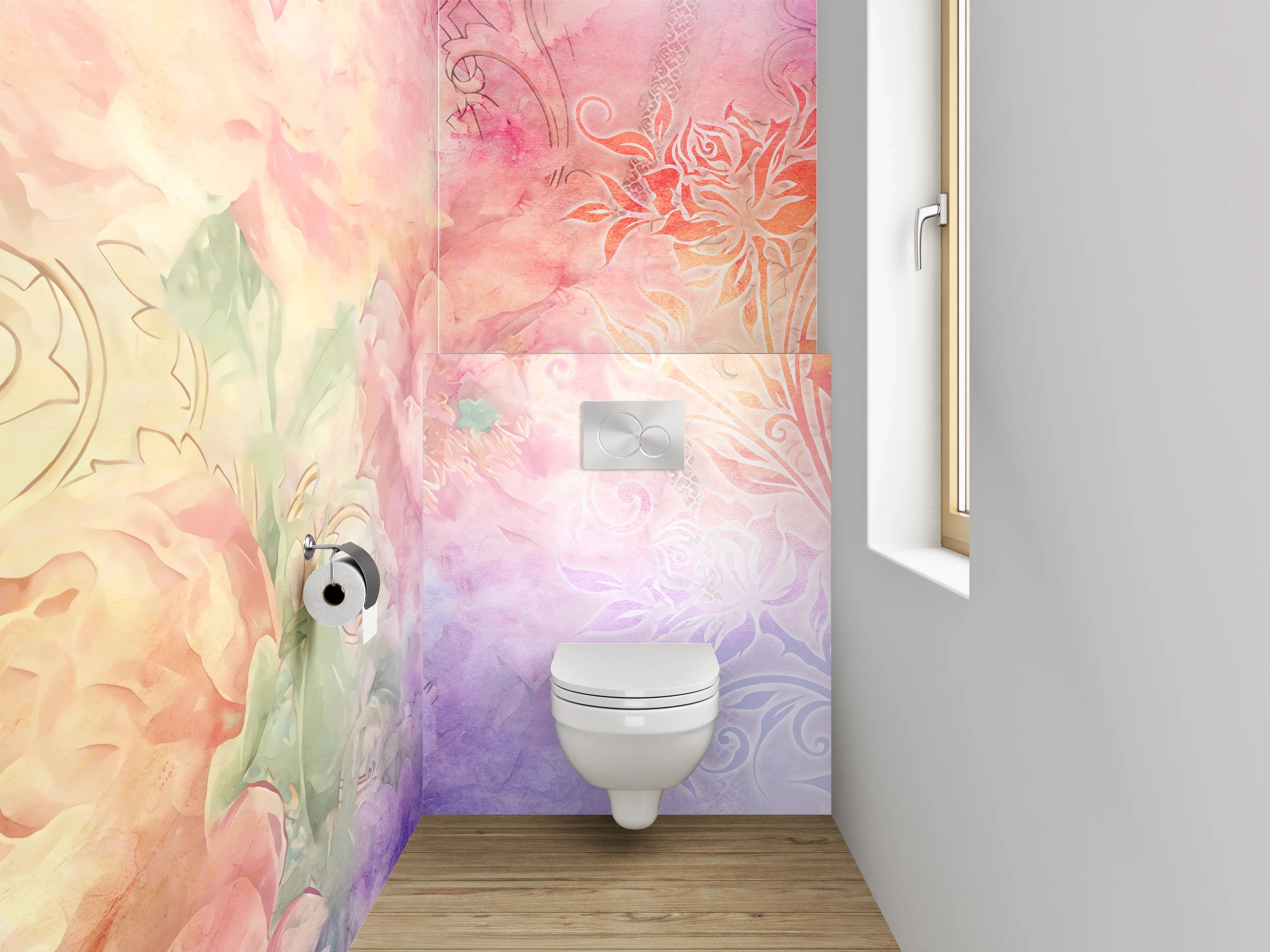 WC-Rückwand - Aquarell Blumen Pastellkunst Motiv