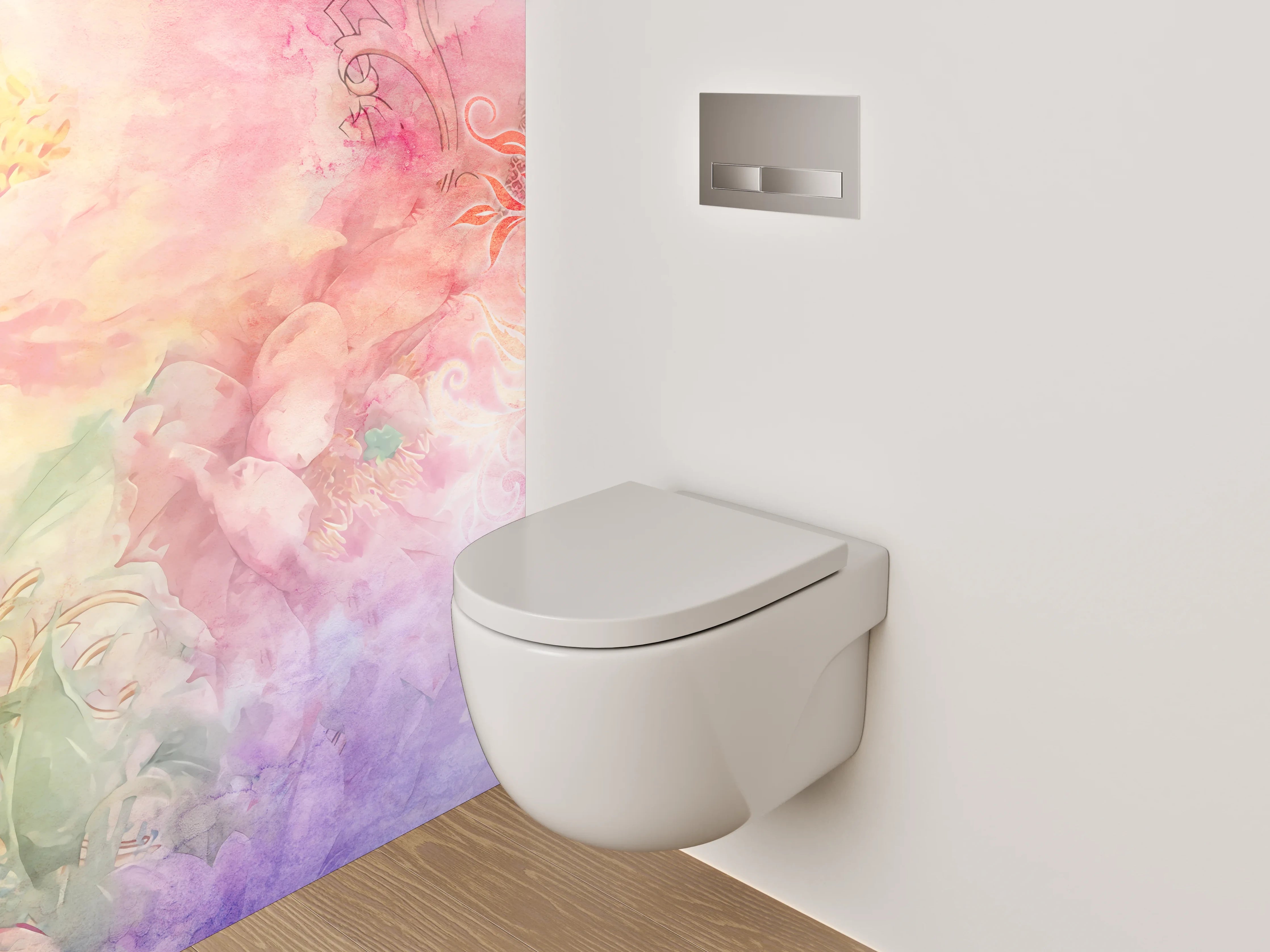 WC-Rückwand - Aquarell Blumen Pastellkunst Motiv