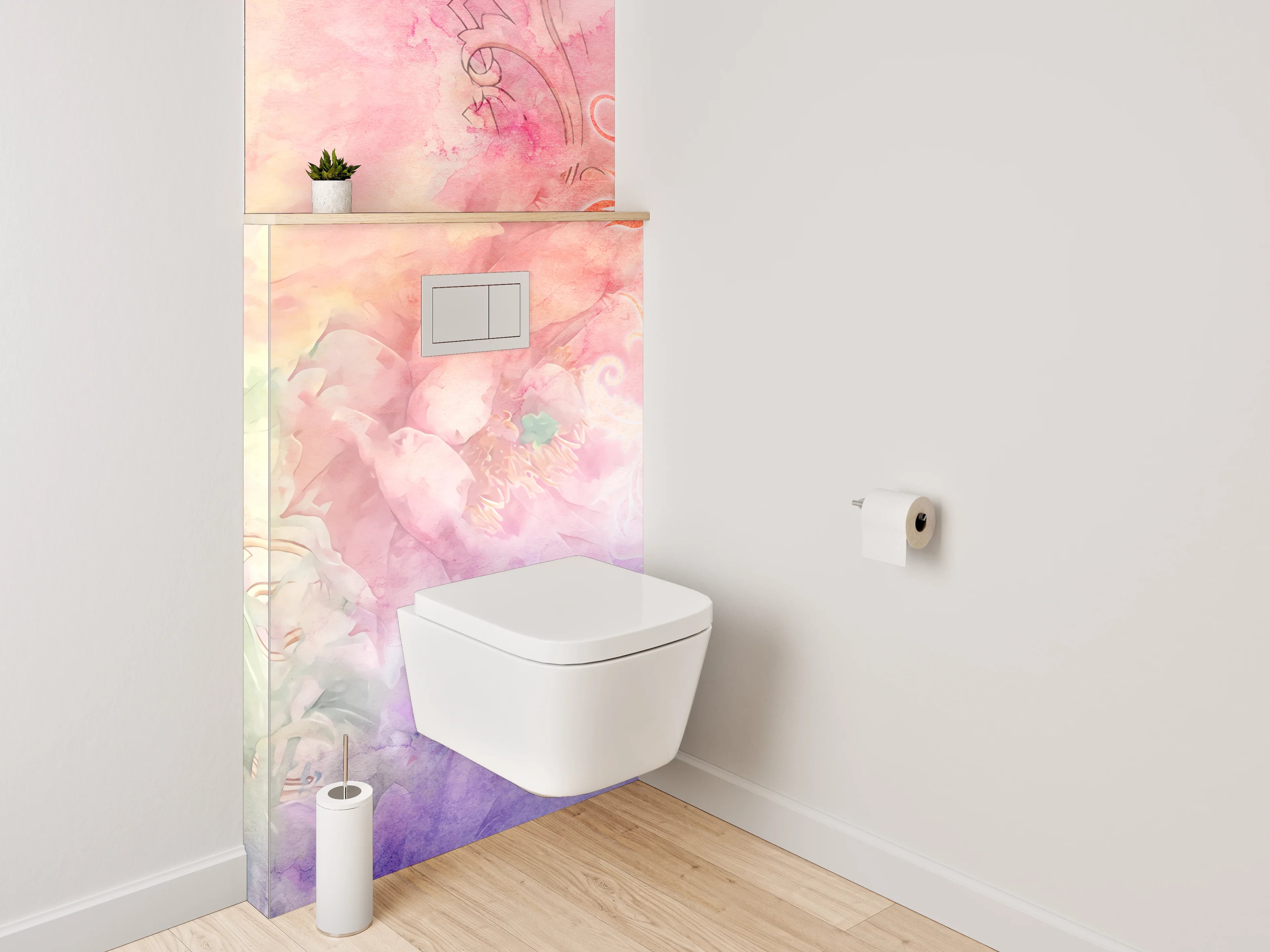 WC-Rückwand - Aquarell Blumen Pastellkunst Motiv